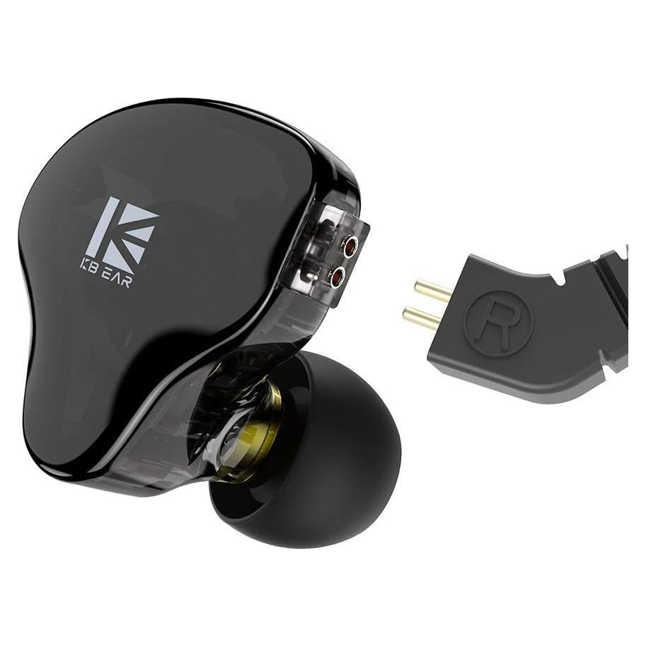KBEAR KS2 in Ear Earphone, IEM 1BA 1DD Stereo in Ear Headphones,HiFi Over Ear Earbud Headset Noise Cancelling Hybrid Earphone with Removable Cable for Running Walking (No mic, KS2 Dark)