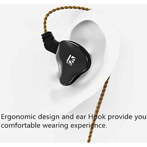 KBEAR KS2 in Ear Earphone, IEM 1BA 1DD Stereo in Ear Headphones,HiFi Over Ear Earbud Headset Noise Cancelling Hybrid Earphone with Removable Cable for Running Walking (No mic, KS2 Dark)