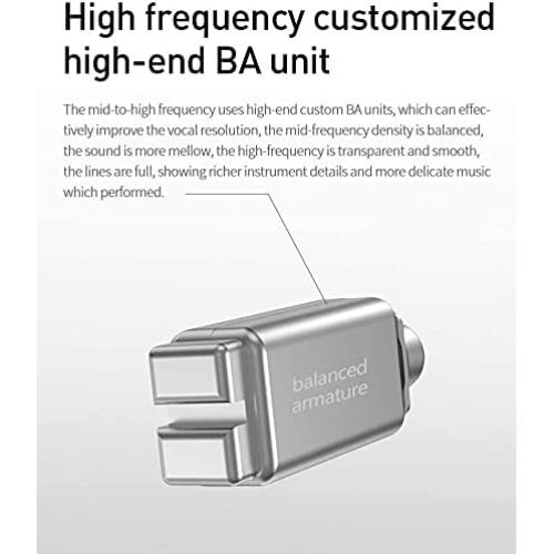 KBEAR KS2 in Ear Earphone, IEM 1BA 1DD Stereo in Ear Headphones,HiFi Over Ear Earbud Headset Noise Cancelling Hybrid Earphone with Removable Cable for Running Walking (No mic, KS2 Dark)