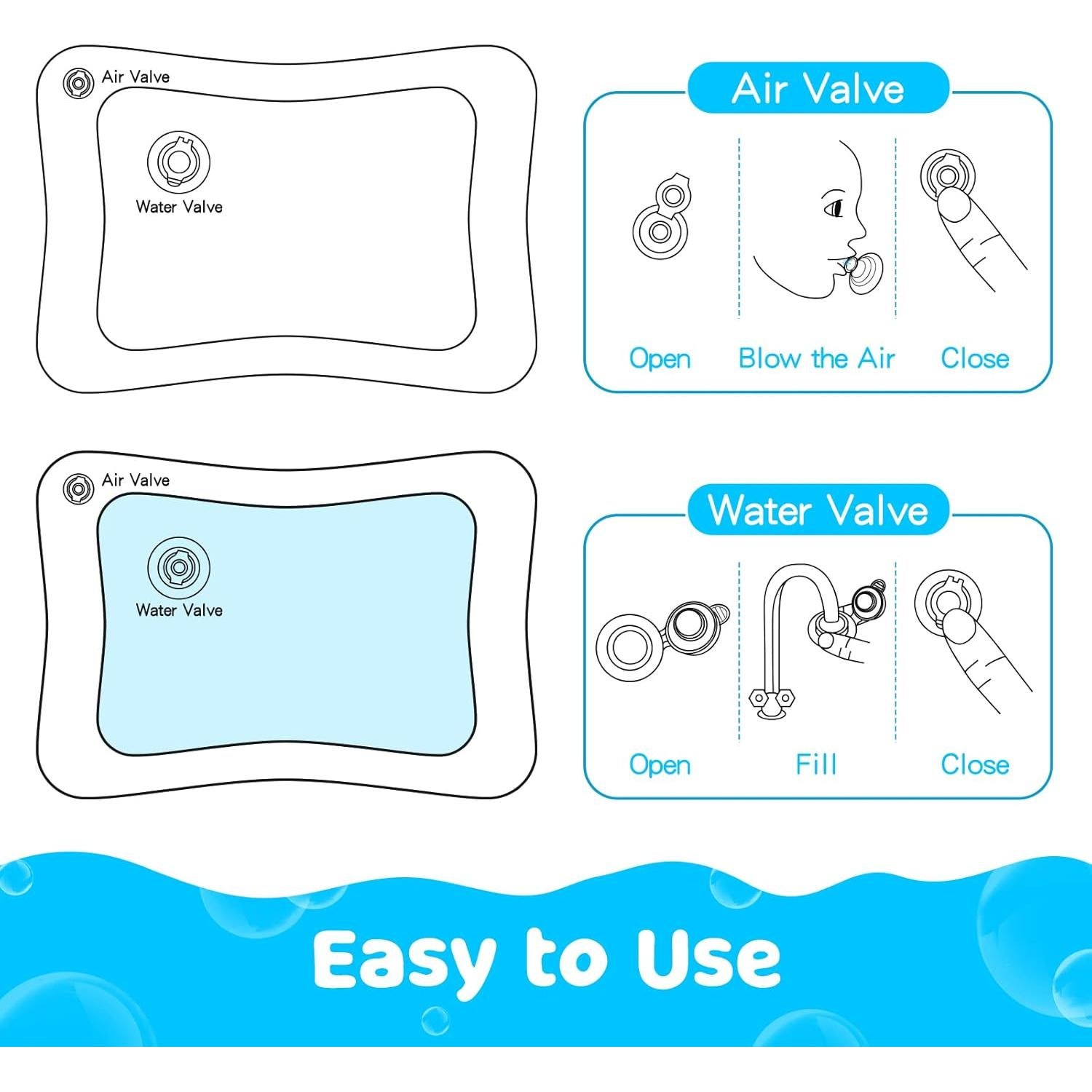 Alfombra de Agua Inflable para Bebés Azul YE-01 66x50 cm