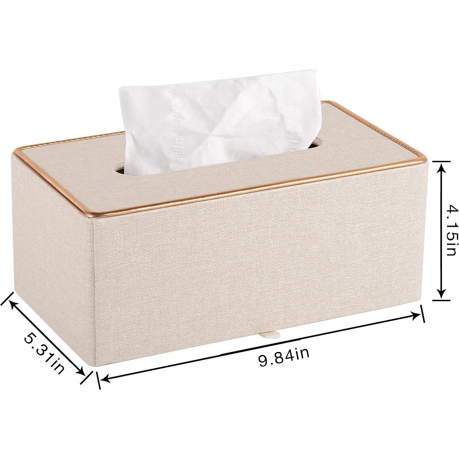 Porta Pañuelos de Cuero Beige RHCSZ Rectangular Magnético