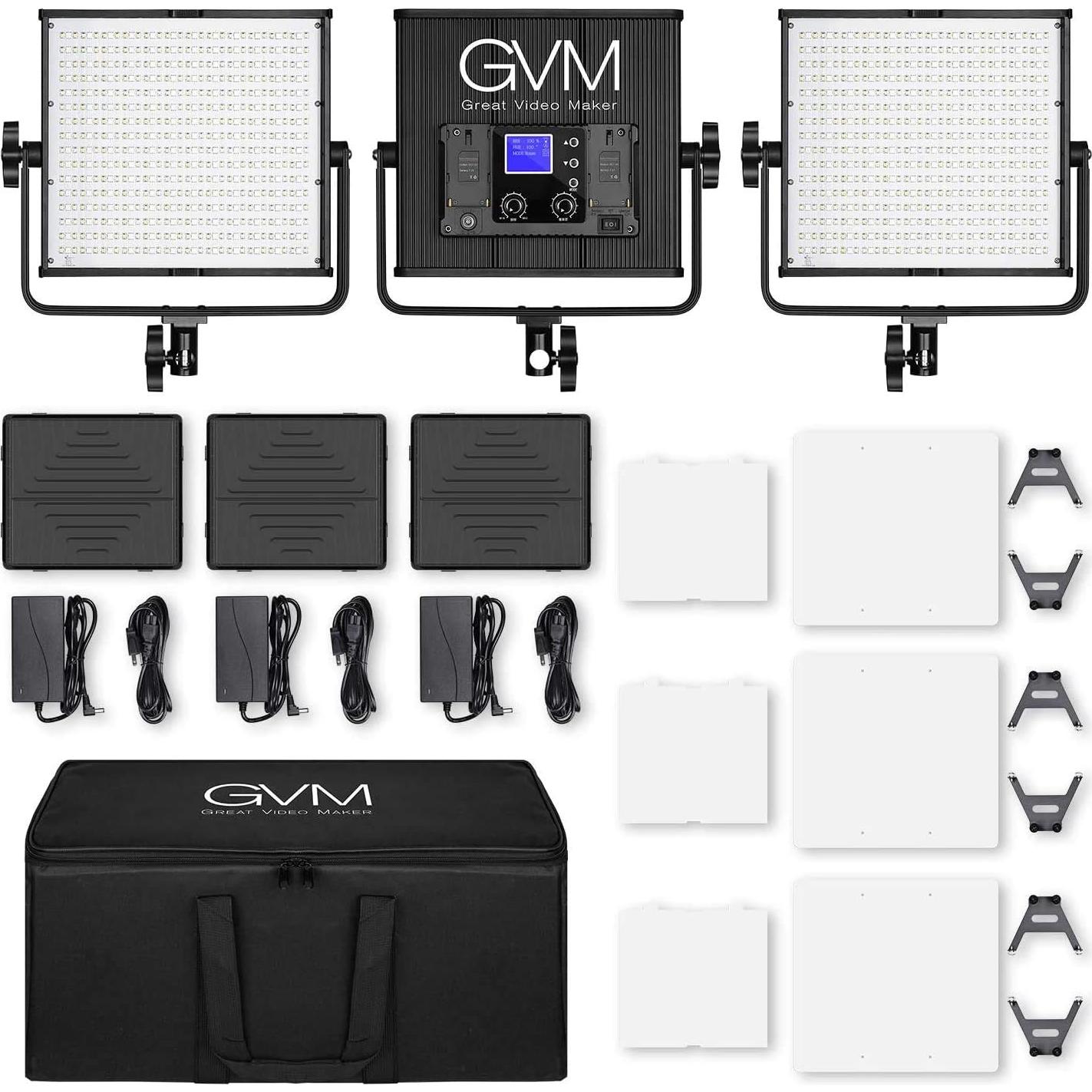 Luces de Video LED RGB GVM 50W con Control APP y Soporte Ajustable