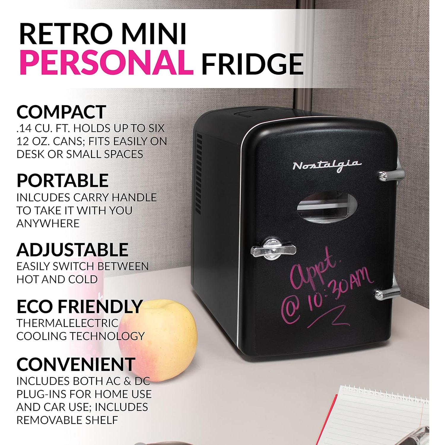 Mini Nevera y Calentador Nostalgia 6 Latas 3.96L Negra