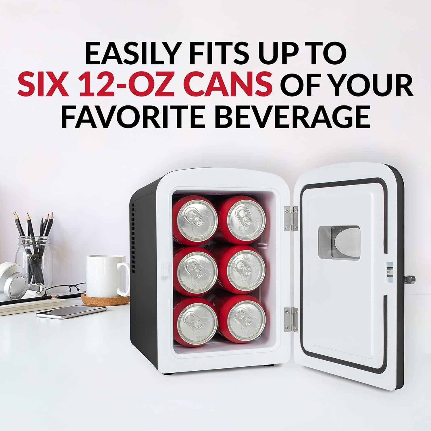 Mini Nevera y Calentador Nostalgia 6 Latas 3.96L Negra