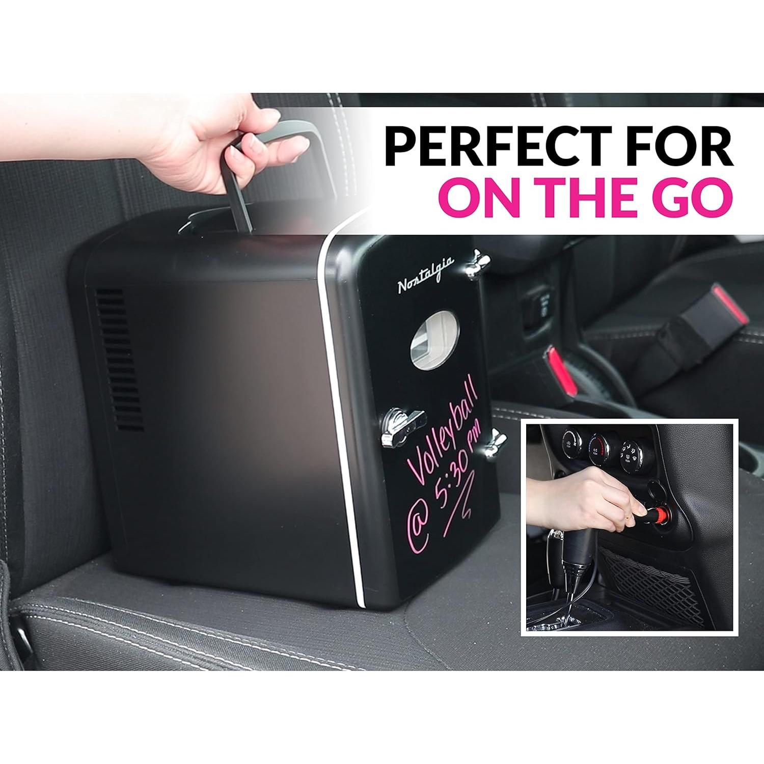 Mini Nevera y Calentador Nostalgia 6 Latas 3.96L Negra