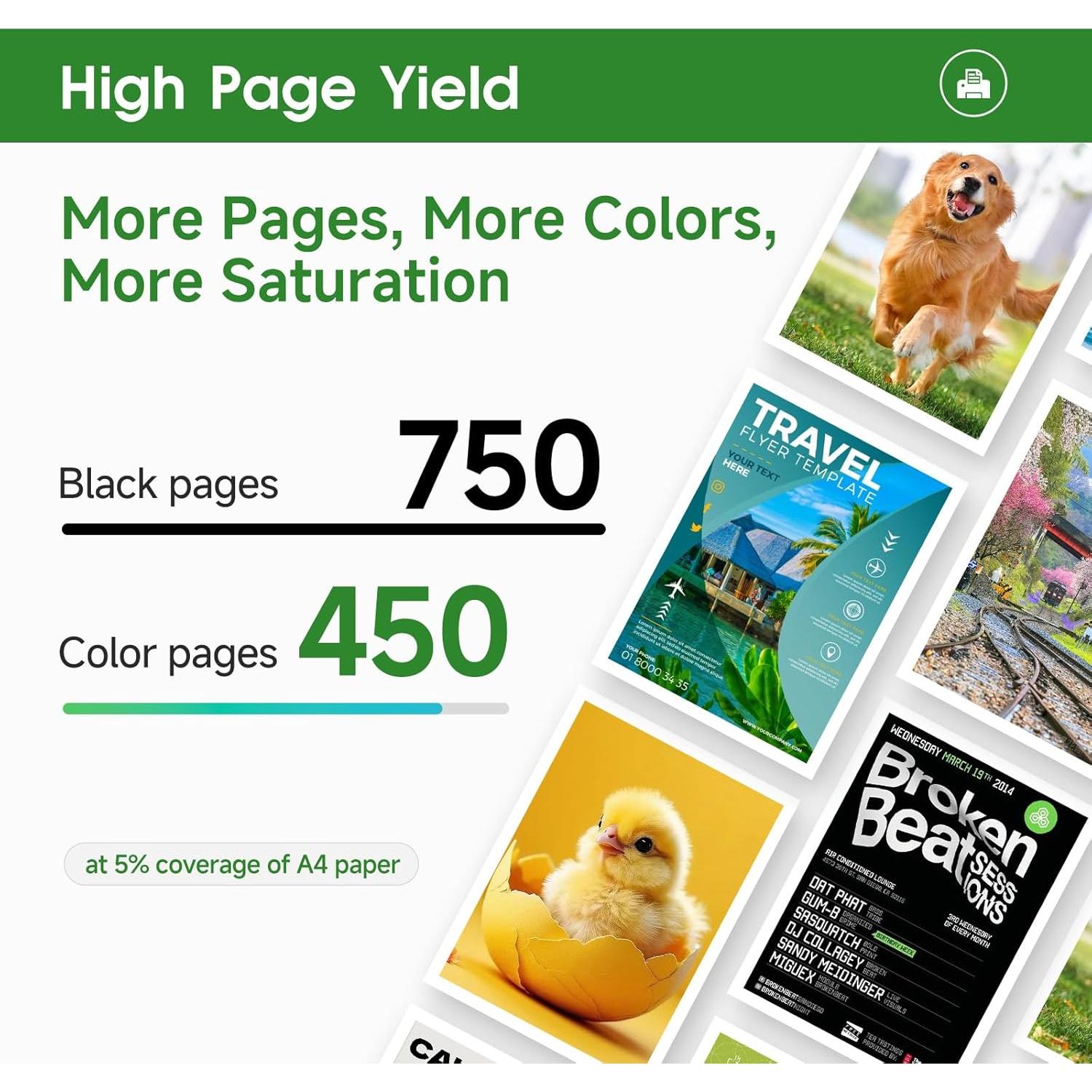 Paquete combinado de cartuchos de tinta 64XL LLAOLLAO Negro y Color