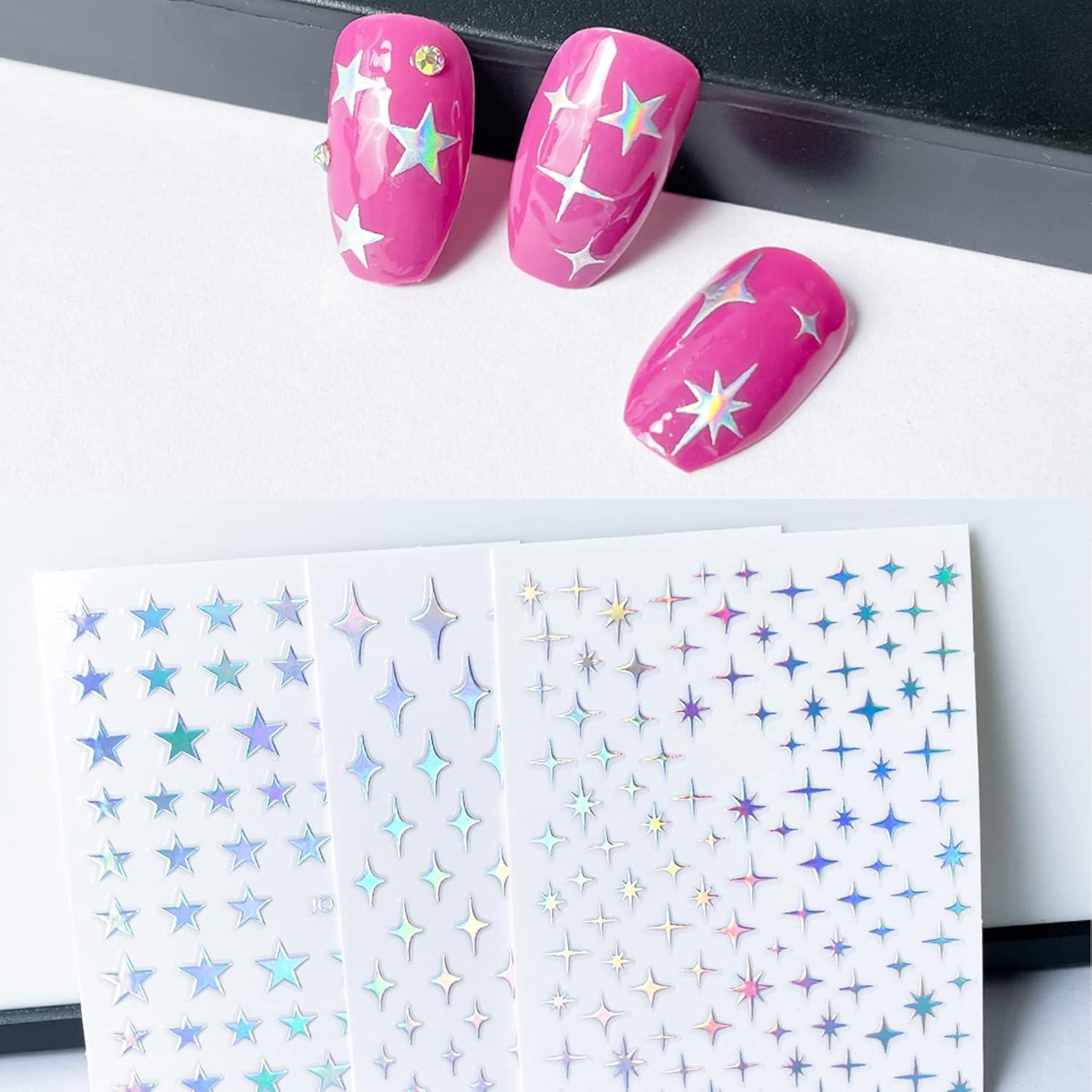 Calcomanías de Uñas IHUKEIT Aurora Plateadas - 6 Piezas