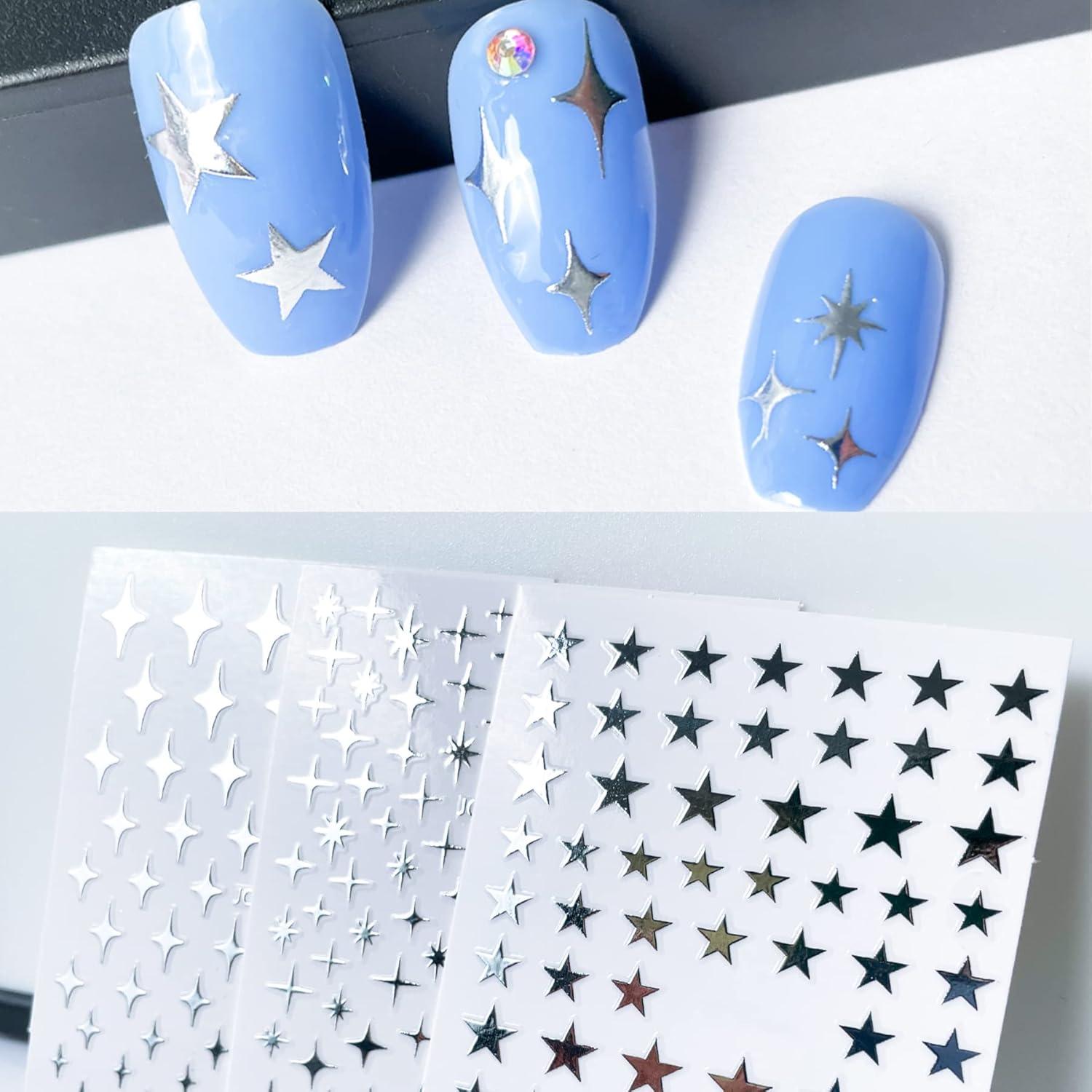 Calcomanías de Uñas IHUKEIT Aurora Plateadas - 6 Piezas