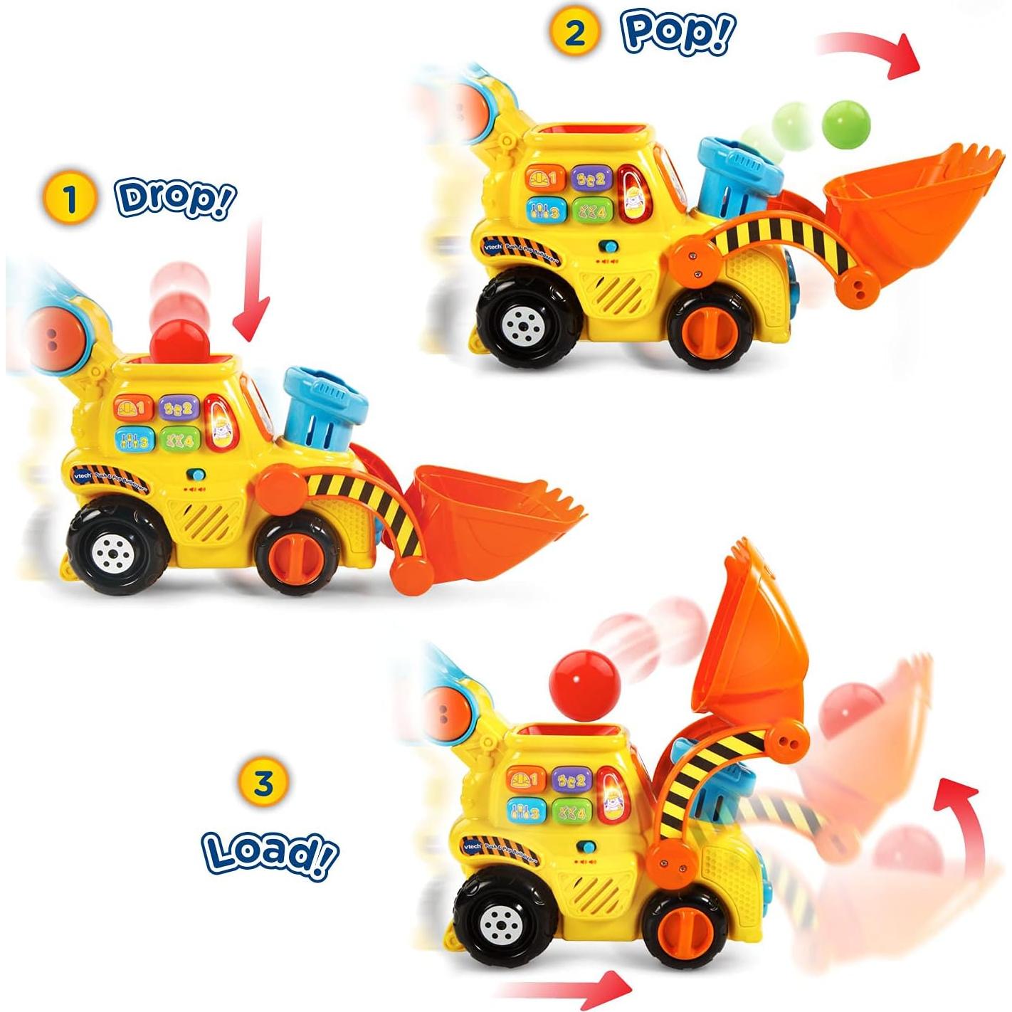 Bulldozer Empuja y Pop VTech Amarillo 15,7 cm