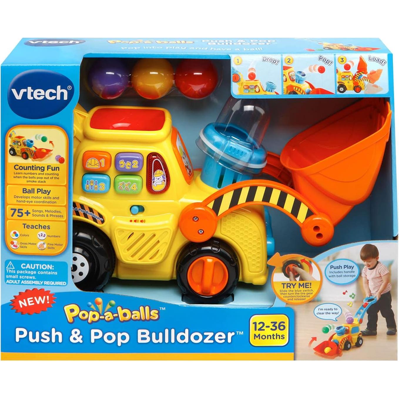Bulldozer Empuja y Pop VTech Amarillo 15,7 cm