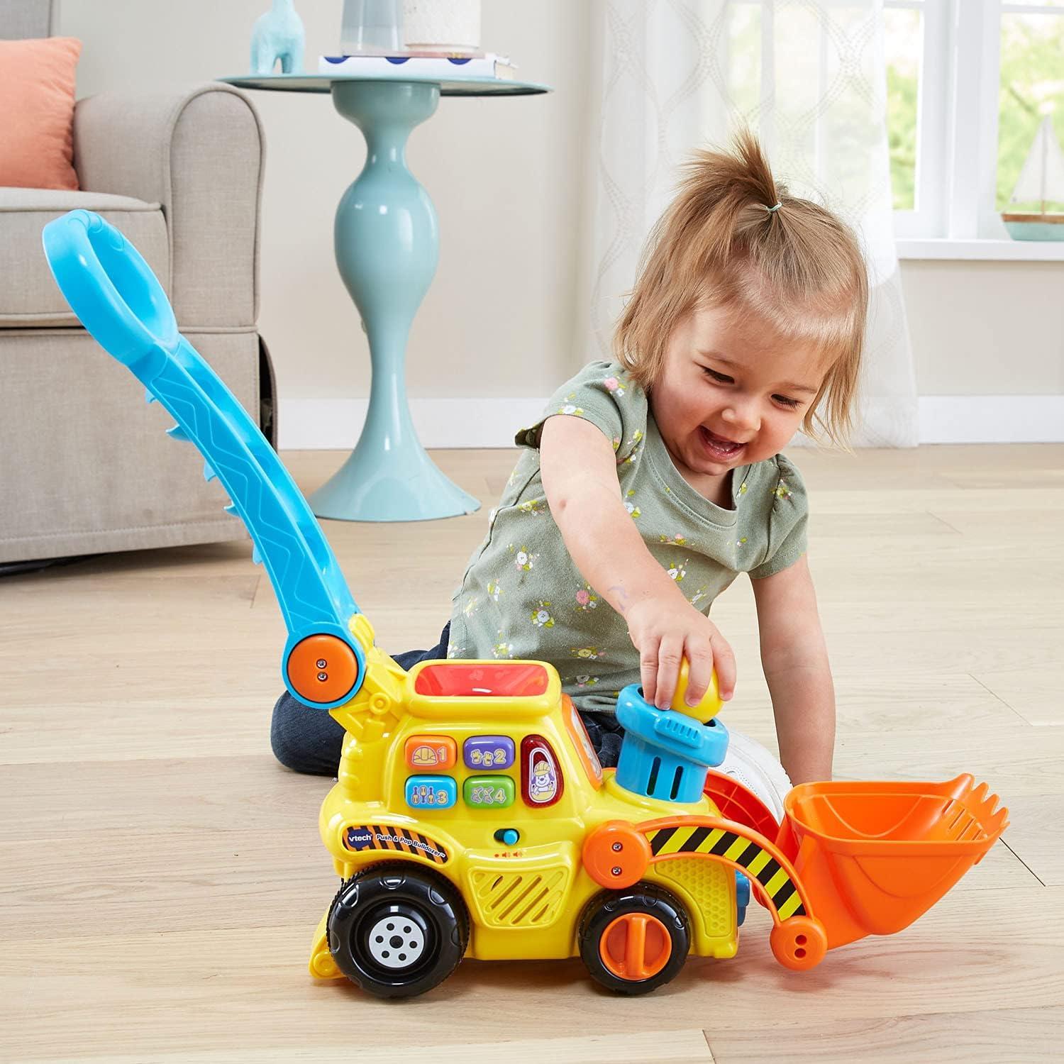 Bulldozer Empuja y Pop VTech Amarillo 15,7 cm