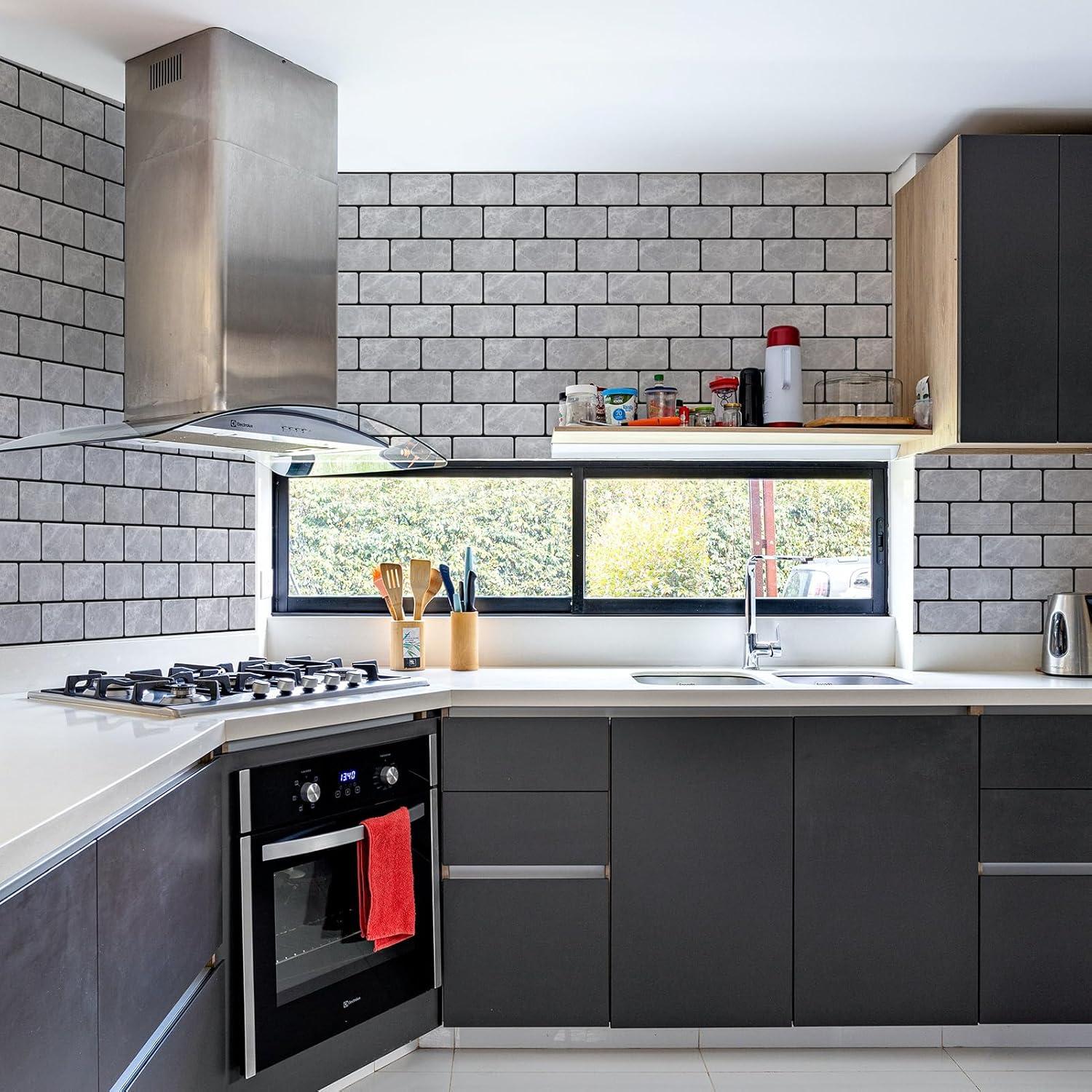 Azulejos Autoadhesivos Art3d de Mármol Jade - 10 Piezas 32x27 cm