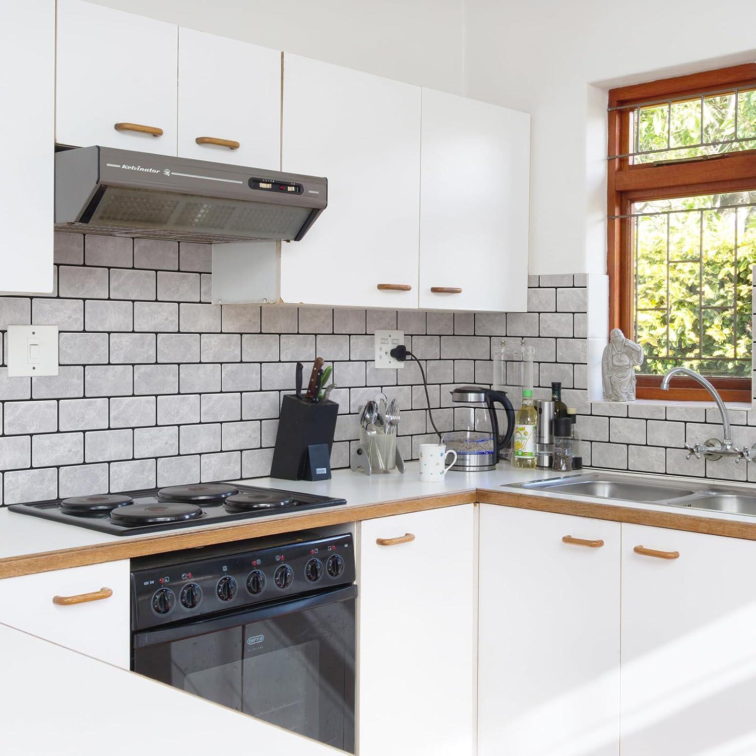 Azulejos Autoadhesivos Art3d de Mármol Jade - 10 Piezas 32x27 cm