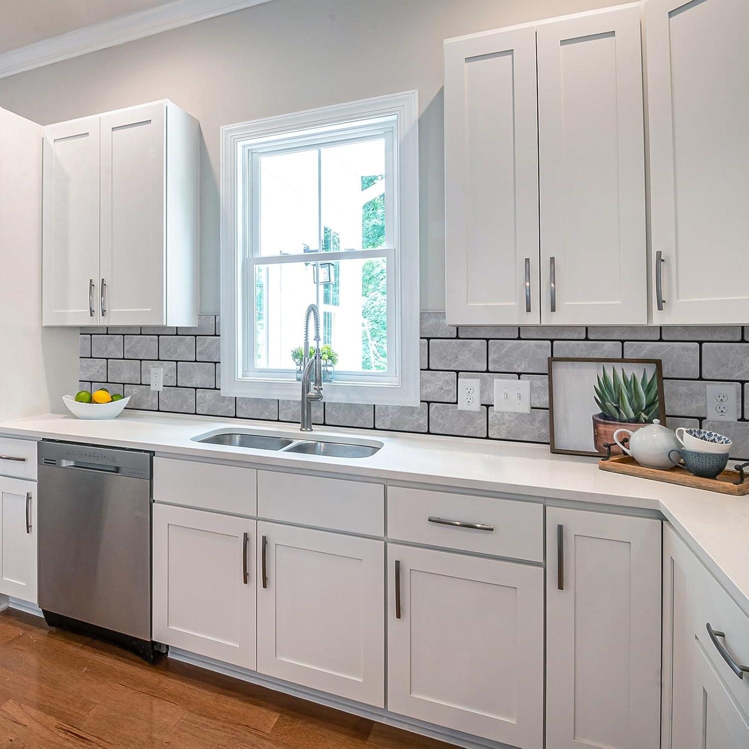 Azulejos Autoadhesivos Art3d de Mármol Jade - 10 Piezas 32x27 cm