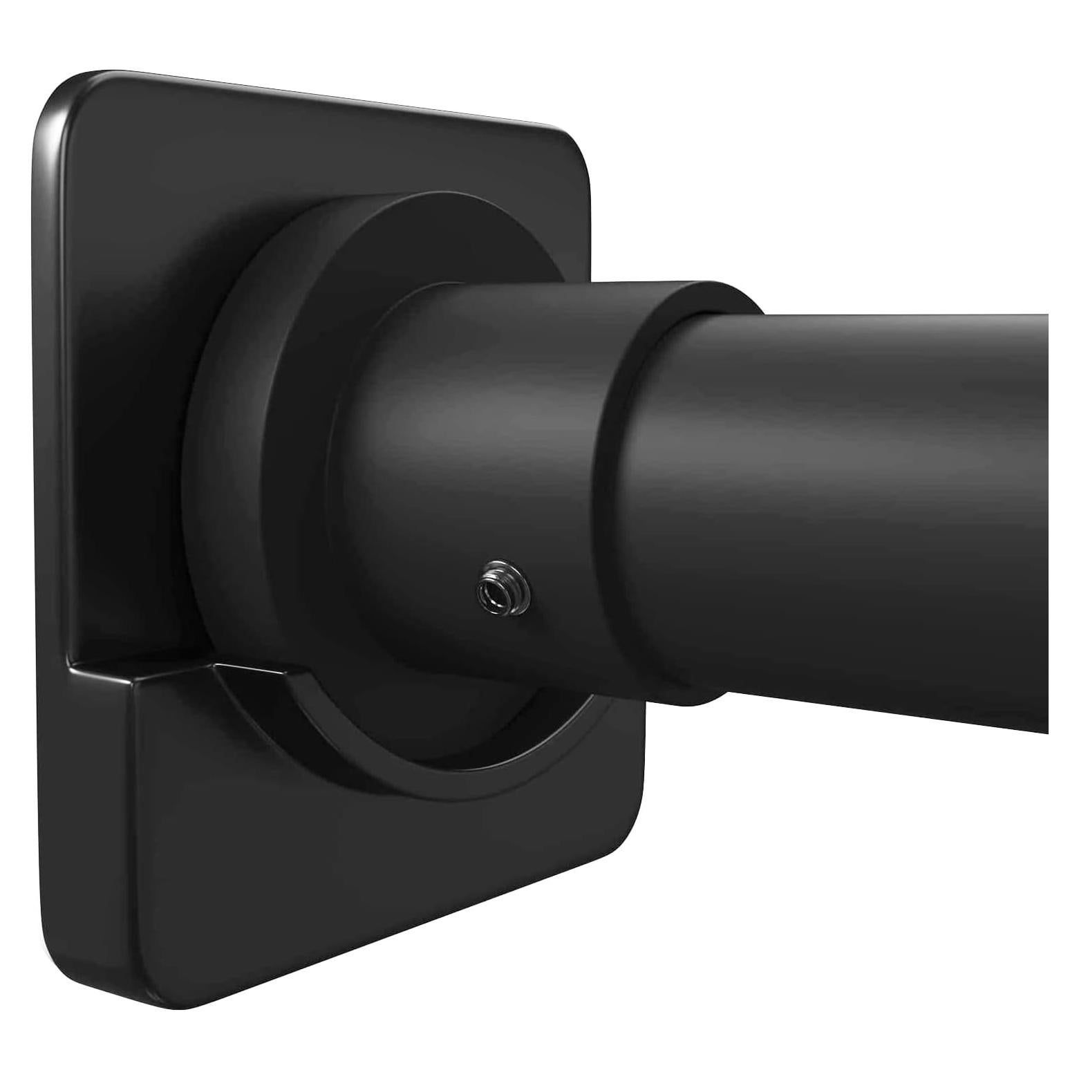 ICERO Adhesive Shower Curtain Rod Holder | No Drilling, Sticking them up Or Easy places to drill for a fixture | Strong Hold | 2 Pack, Black (Rod Not Included)