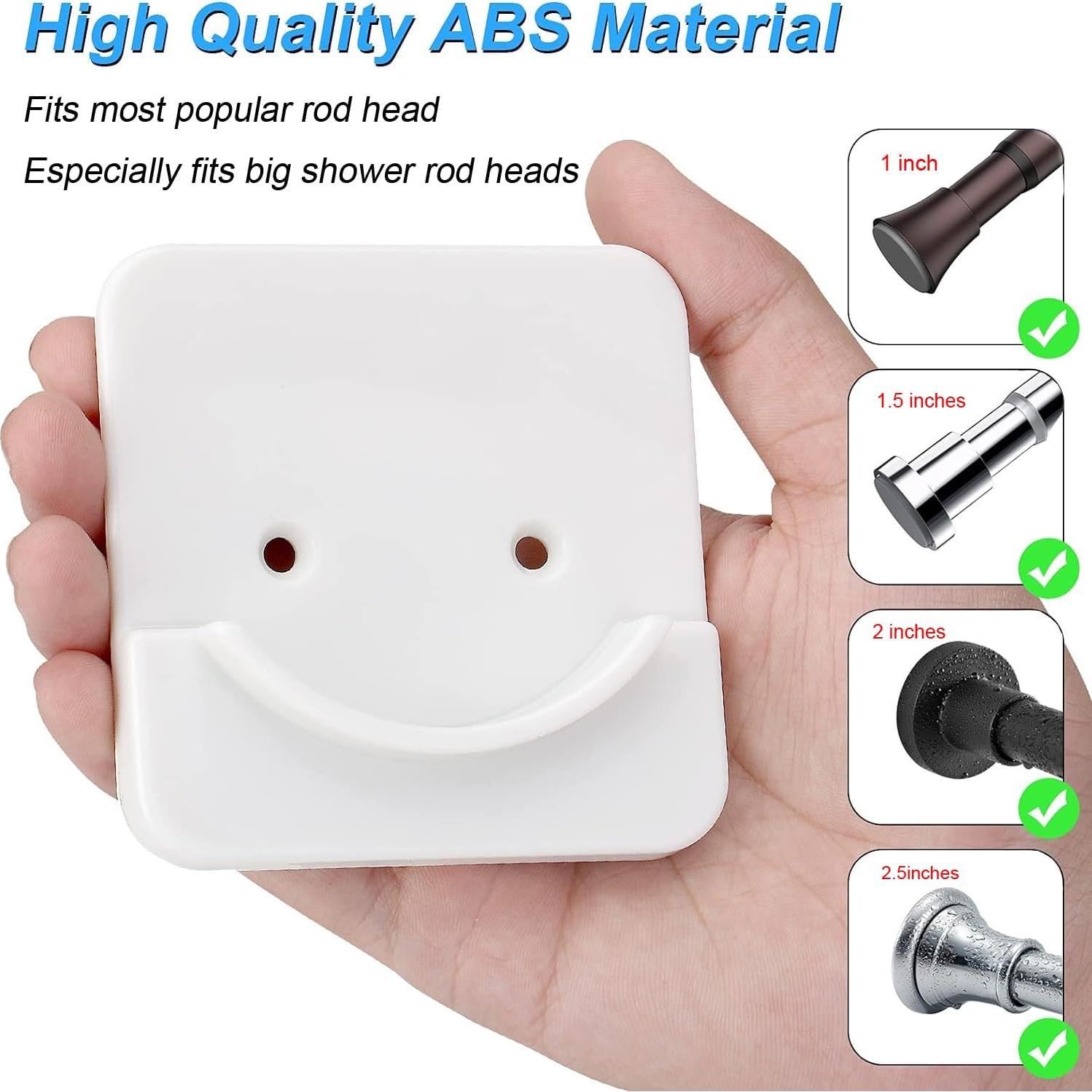 ICERO Adhesive Shower Curtain Rod Holder | No Drilling, Sticking them up Or Easy places to drill for a fixture | Strong Hold | 2 Pack, Black (Rod Not Included)