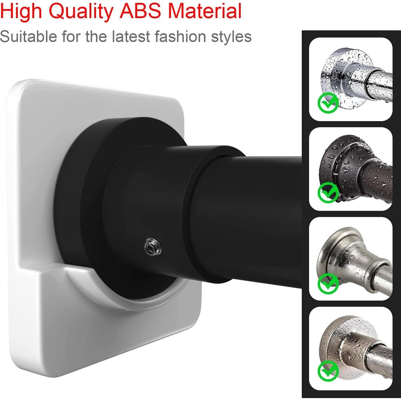 ICERO Adhesive Shower Curtain Rod Holder | No Drilling, Sticking them up Or Easy places to drill for a fixture | Strong Hold | 2 Pack, Black (Rod Not Included)