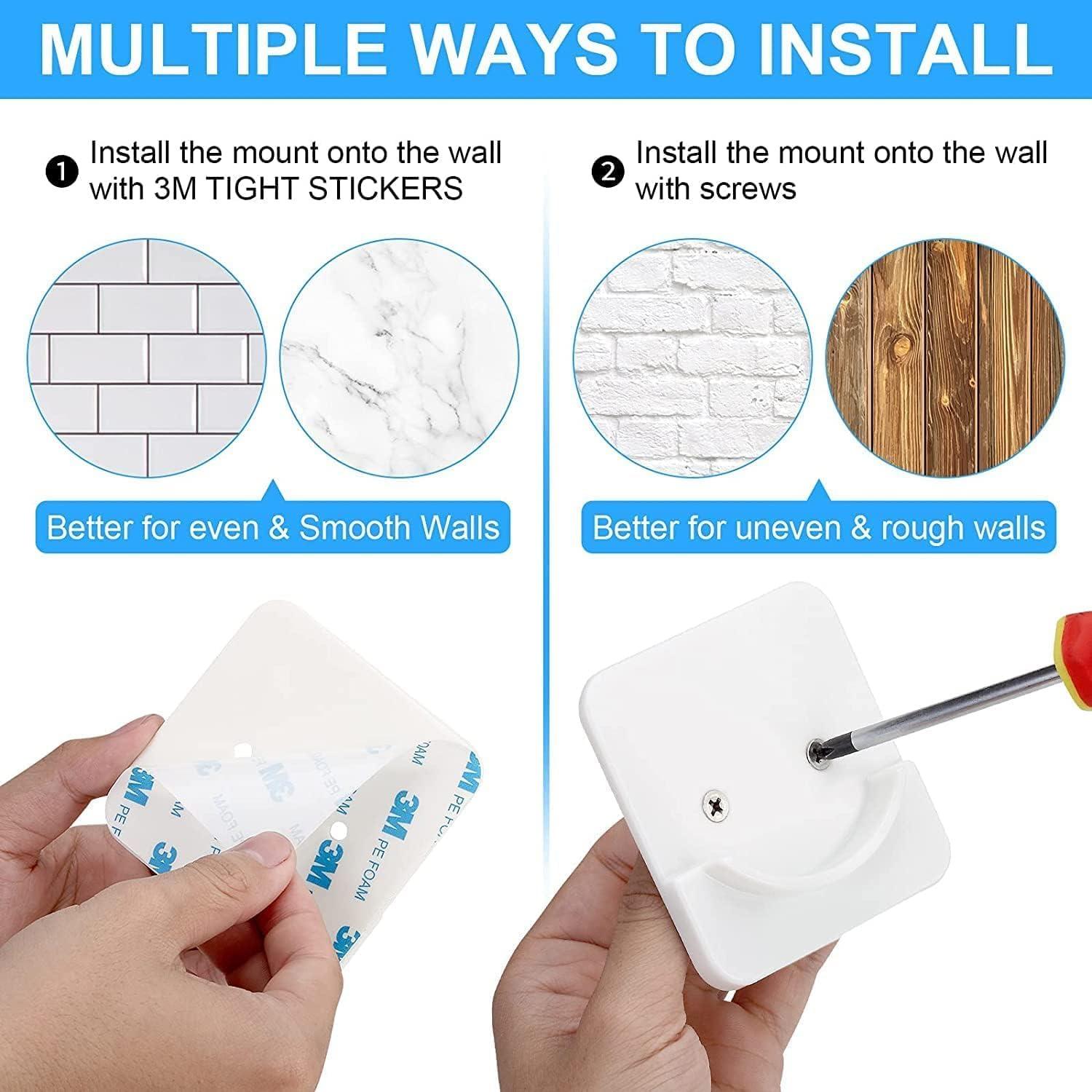 ICERO Adhesive Shower Curtain Rod Holder | No Drilling, Sticking them up Or Easy places to drill for a fixture | Strong Hold | 2 Pack, Black (Rod Not Included)