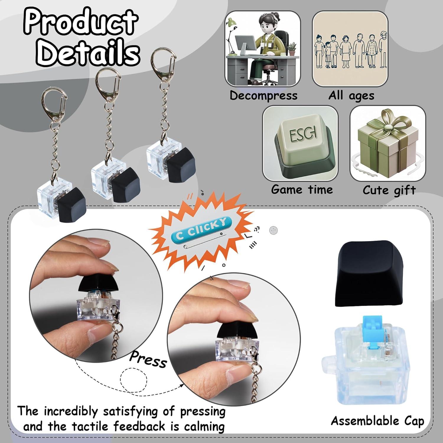 Paquete de 6 Juguetes Antiestrés de Teclado XiawaLangzhuo Negro