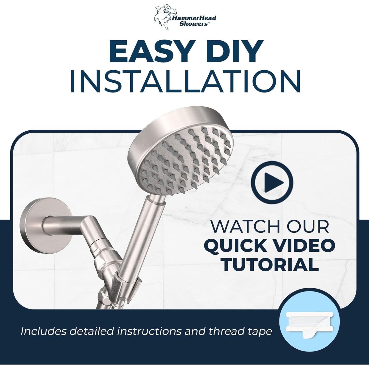 Cabezal de Ducha Handheld HammerHead Showers Níquel Cepillado 1.75 GPM