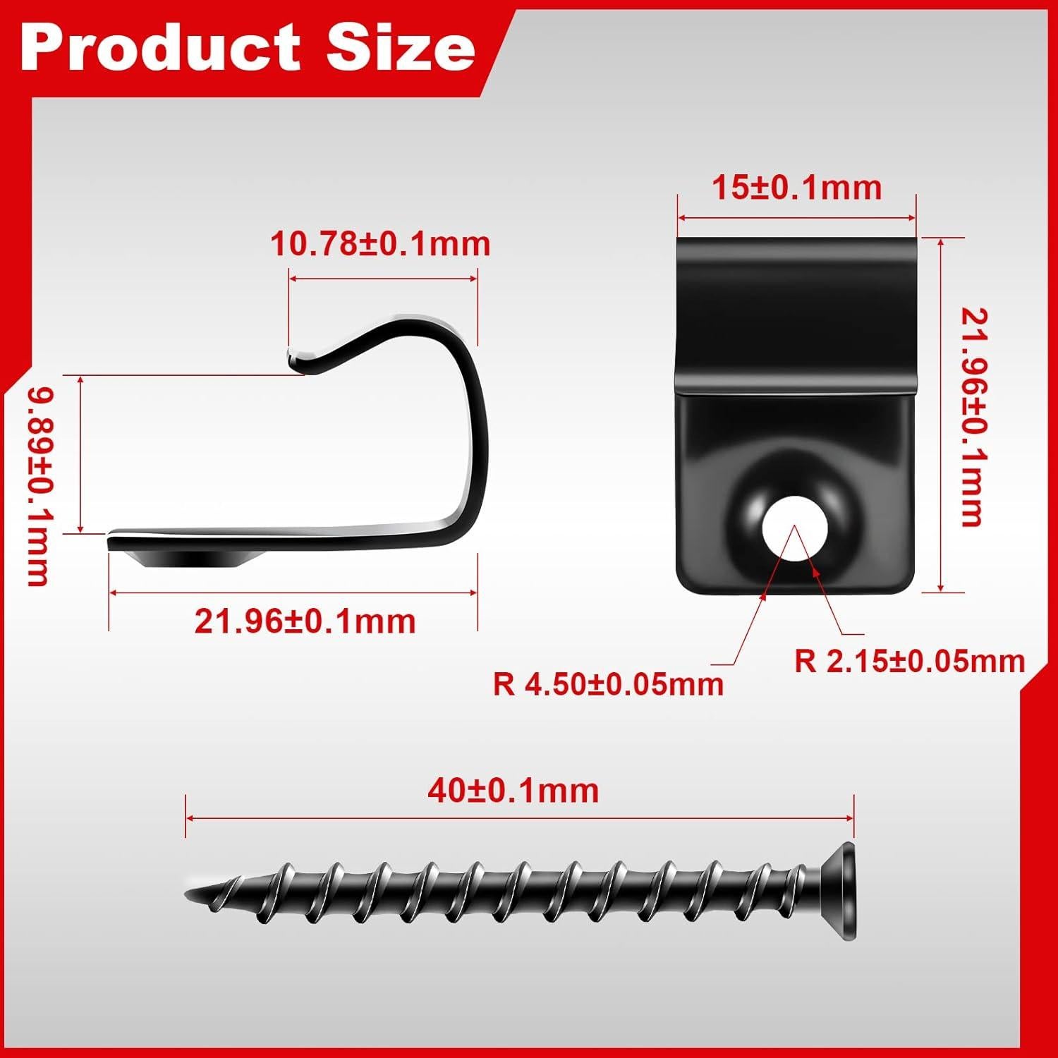 Clips de Inicio de Acero Inoxidable 304 Dunzy - 40 Piezas Negros