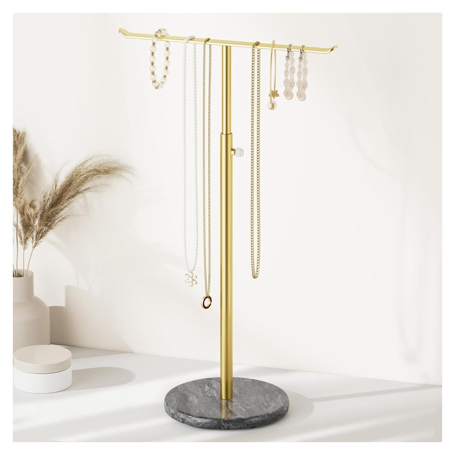 Soporte de Joyería Josmimic T-Bar Ajustable con Base de Mármol