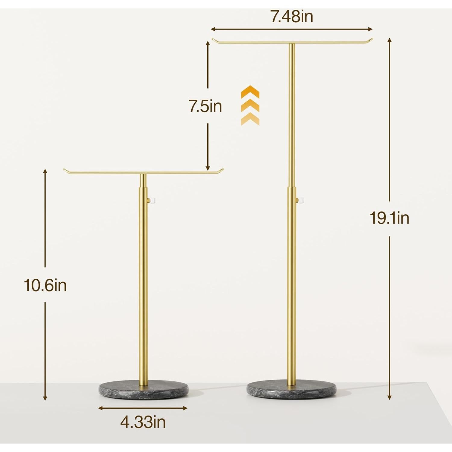 Soporte de Joyería Josmimic T-Bar Ajustable con Base de Mármol