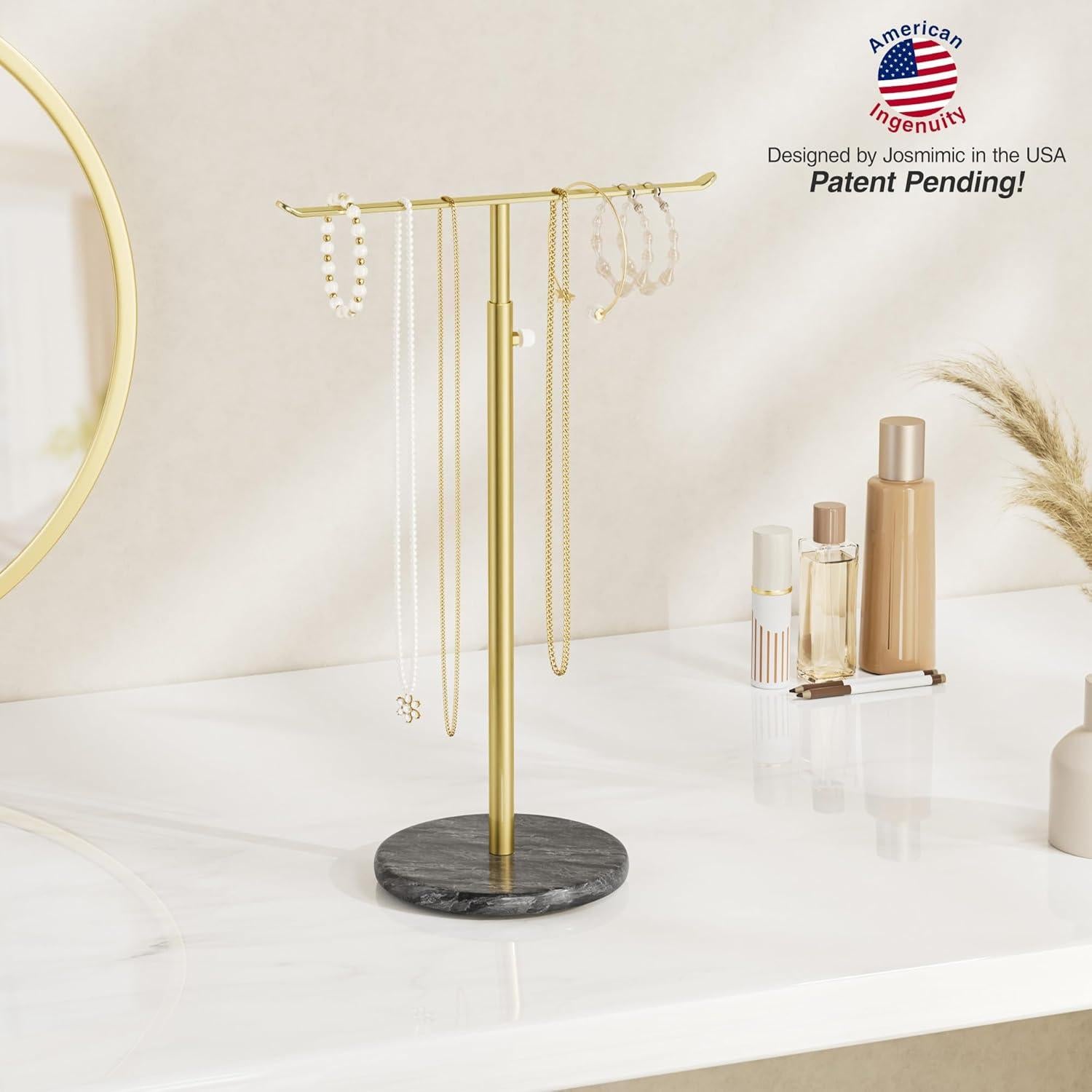 Soporte de Joyería Josmimic T-Bar Ajustable con Base de Mármol