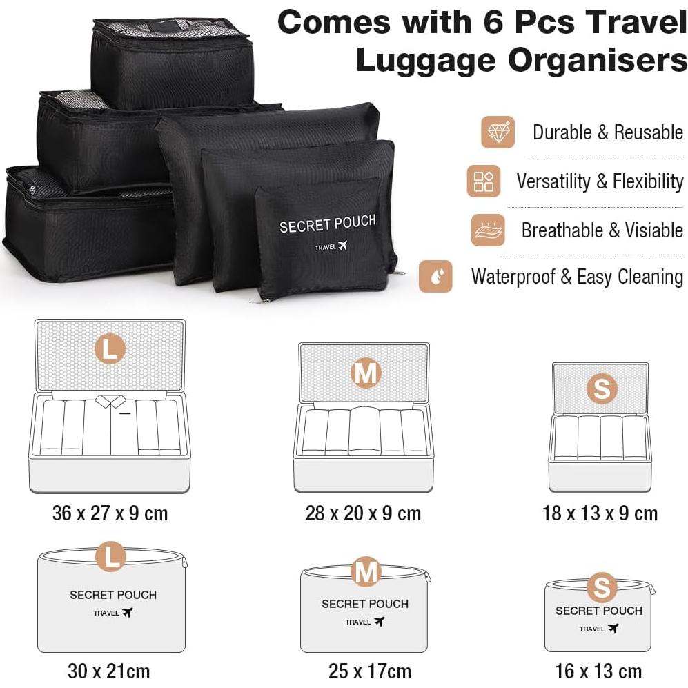 Bolsa de Ropa Grande Lekespring 64x27.9x32 cm Negra