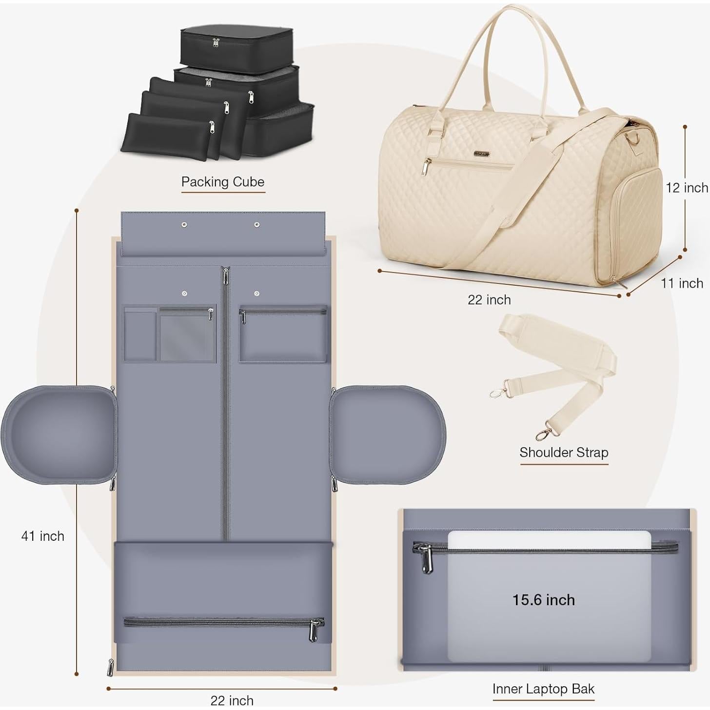 Bolsa de Ropa Grande Lekespring 64x27.9x32 cm Negra