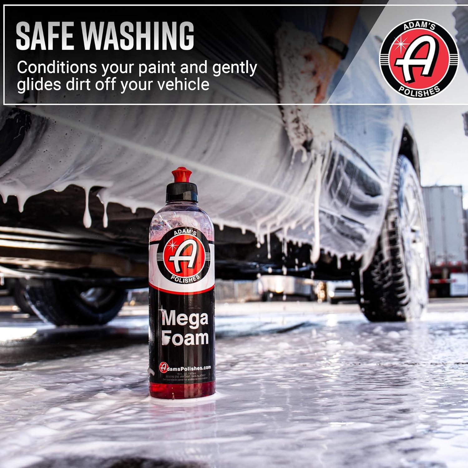 Jabón para Autos Mega Foam Adam's 473ml - Neutro pH, Alta Espuma