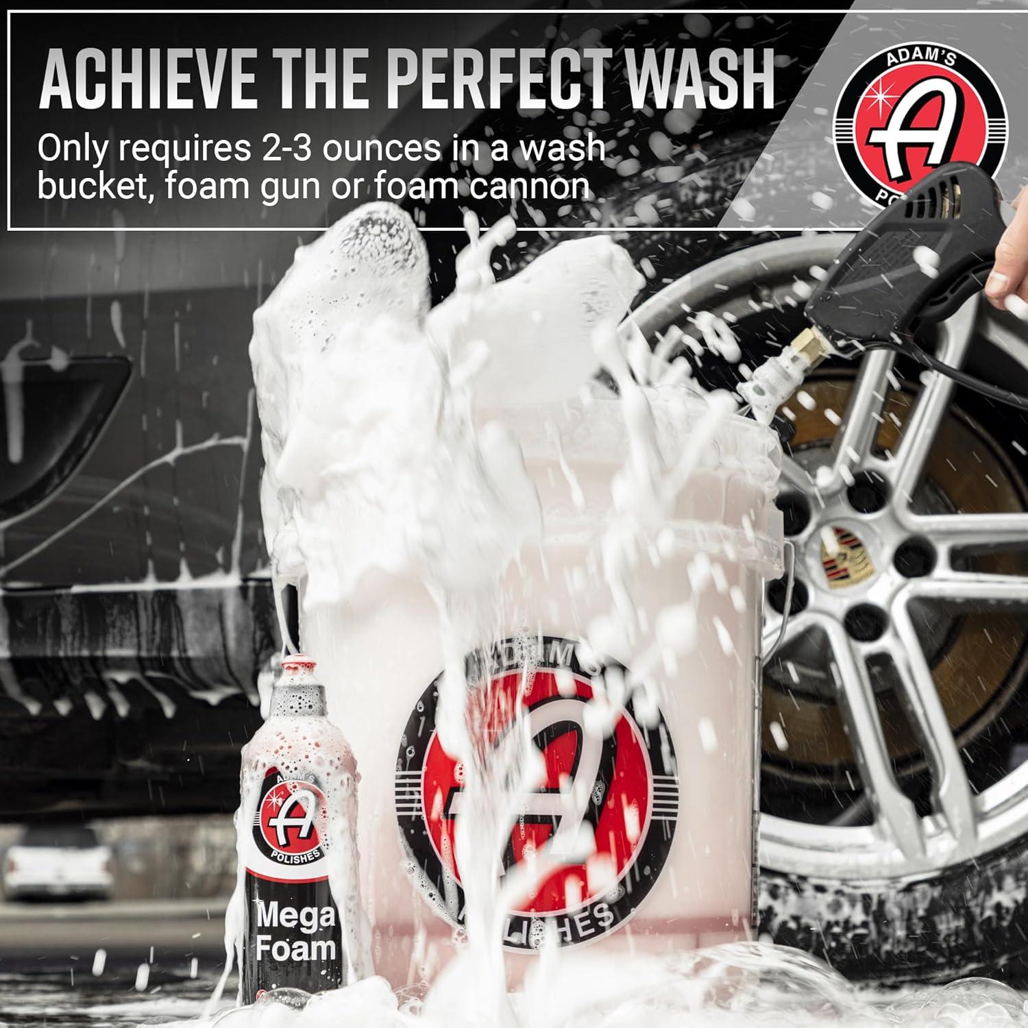 Jabón para Autos Mega Foam Adam's 473ml - Neutro pH, Alta Espuma