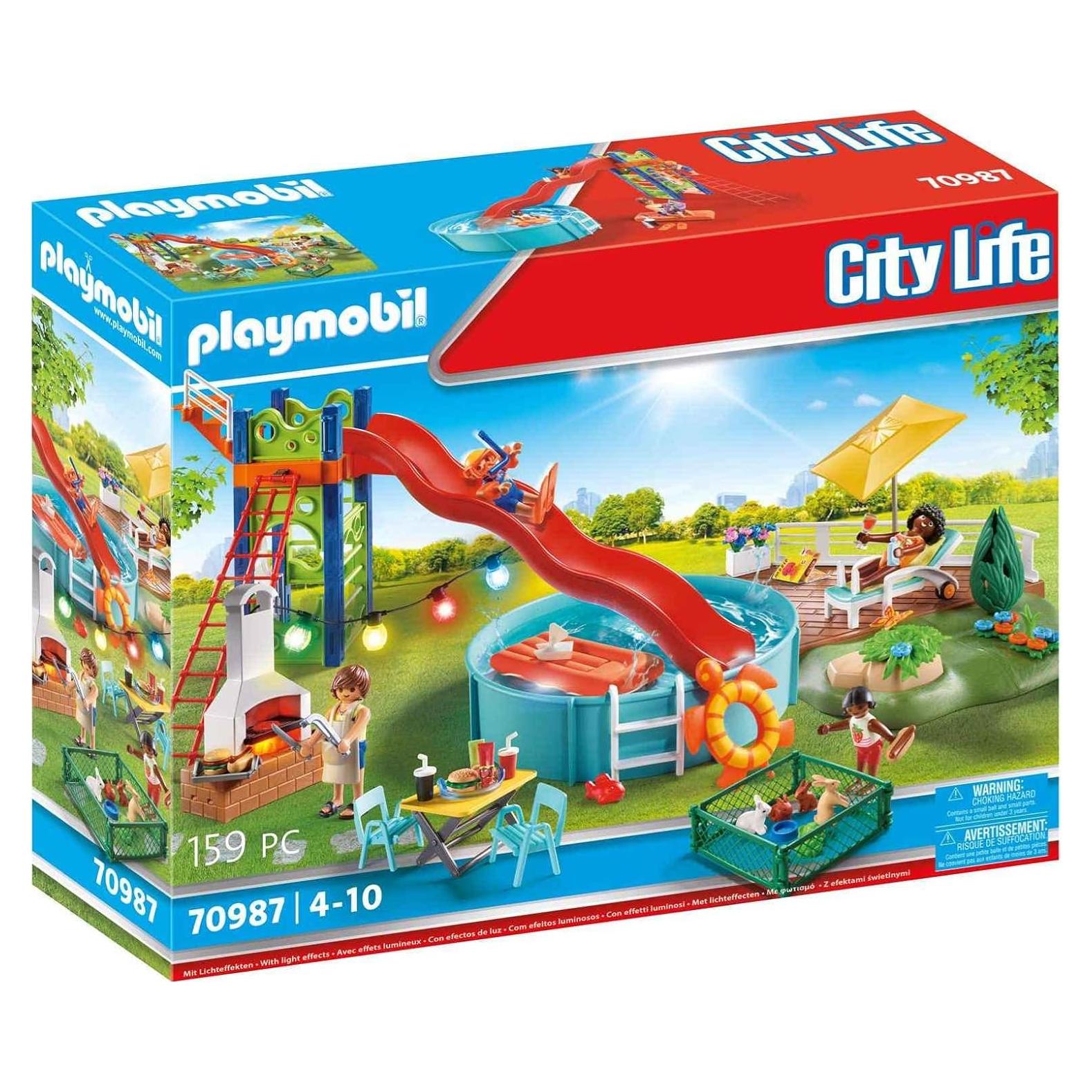Fiesta en la Piscina Playmobil 70987 con Tobogán y Accesorios