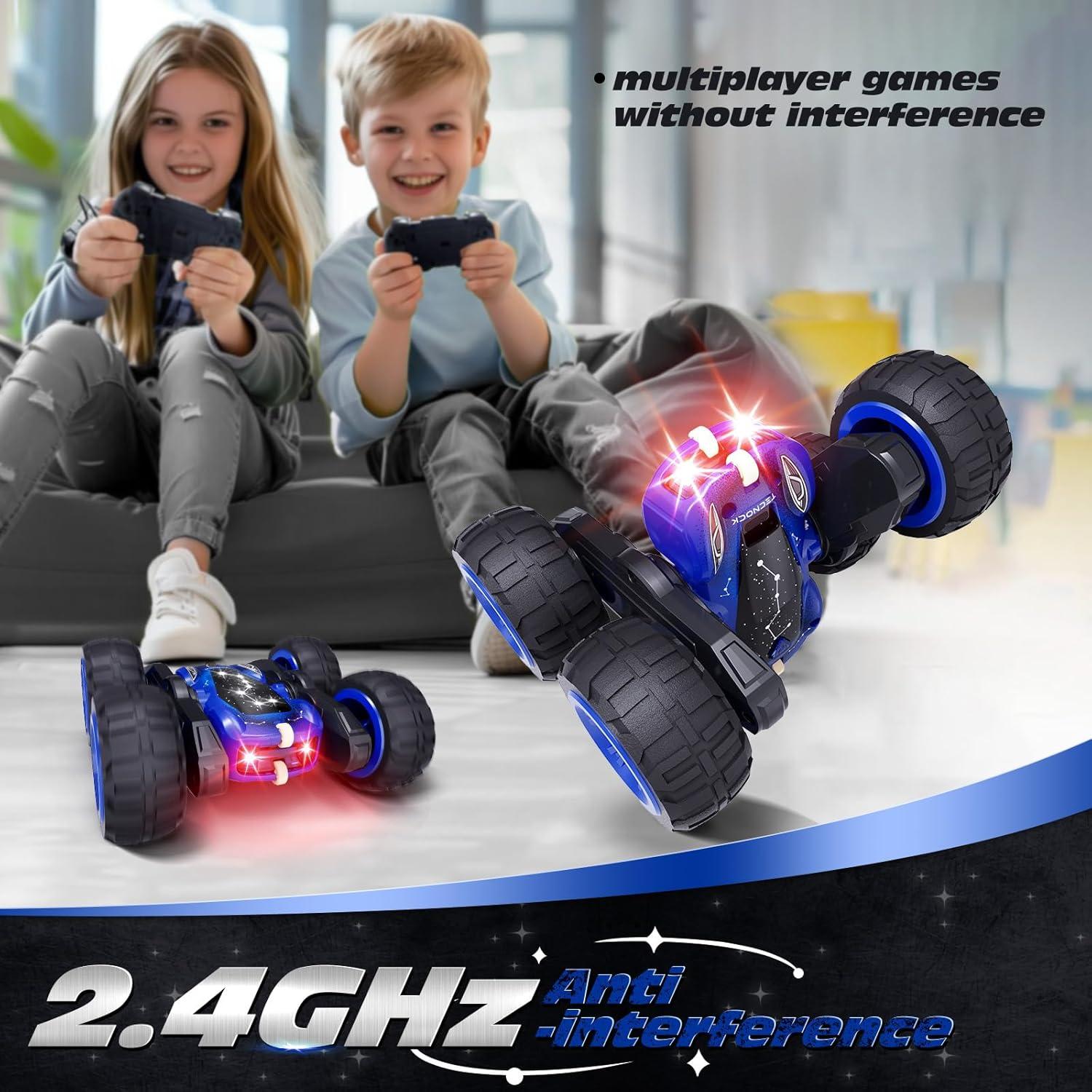 Coche RC Acrobático Tecnock 4WD USB-C 360° Azul