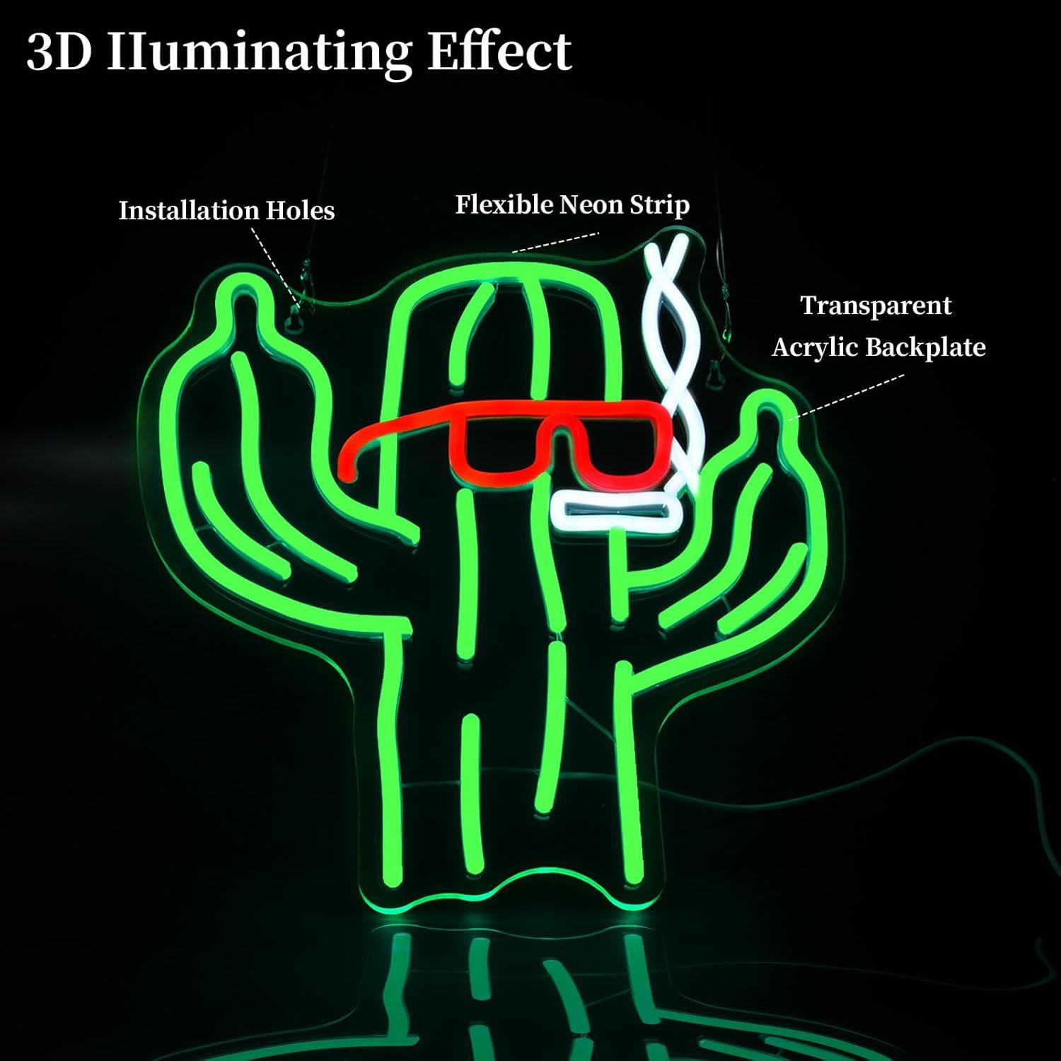 Luz de Neón Cactus Ebdobgbs para Decoración de Pared