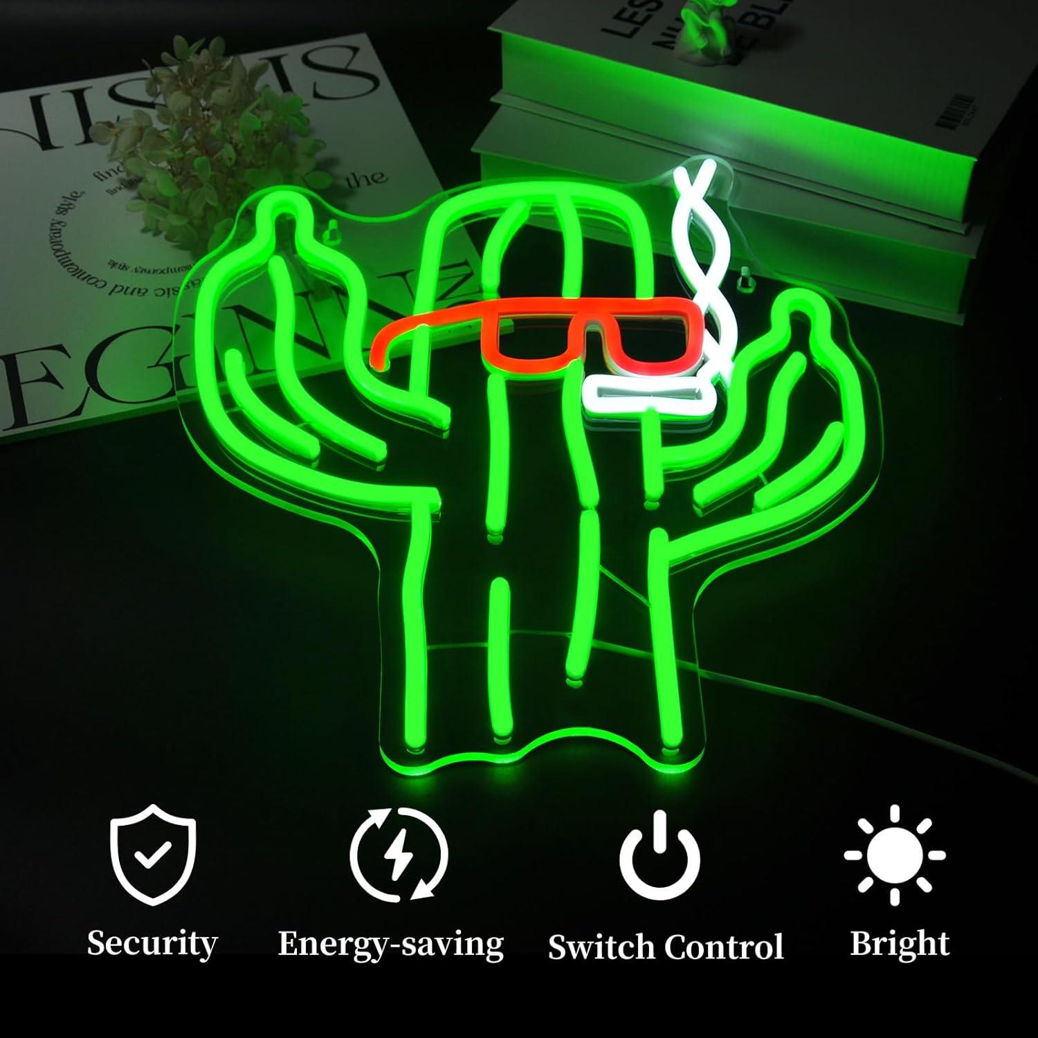 Luz de Neón Cactus Ebdobgbs para Decoración de Pared