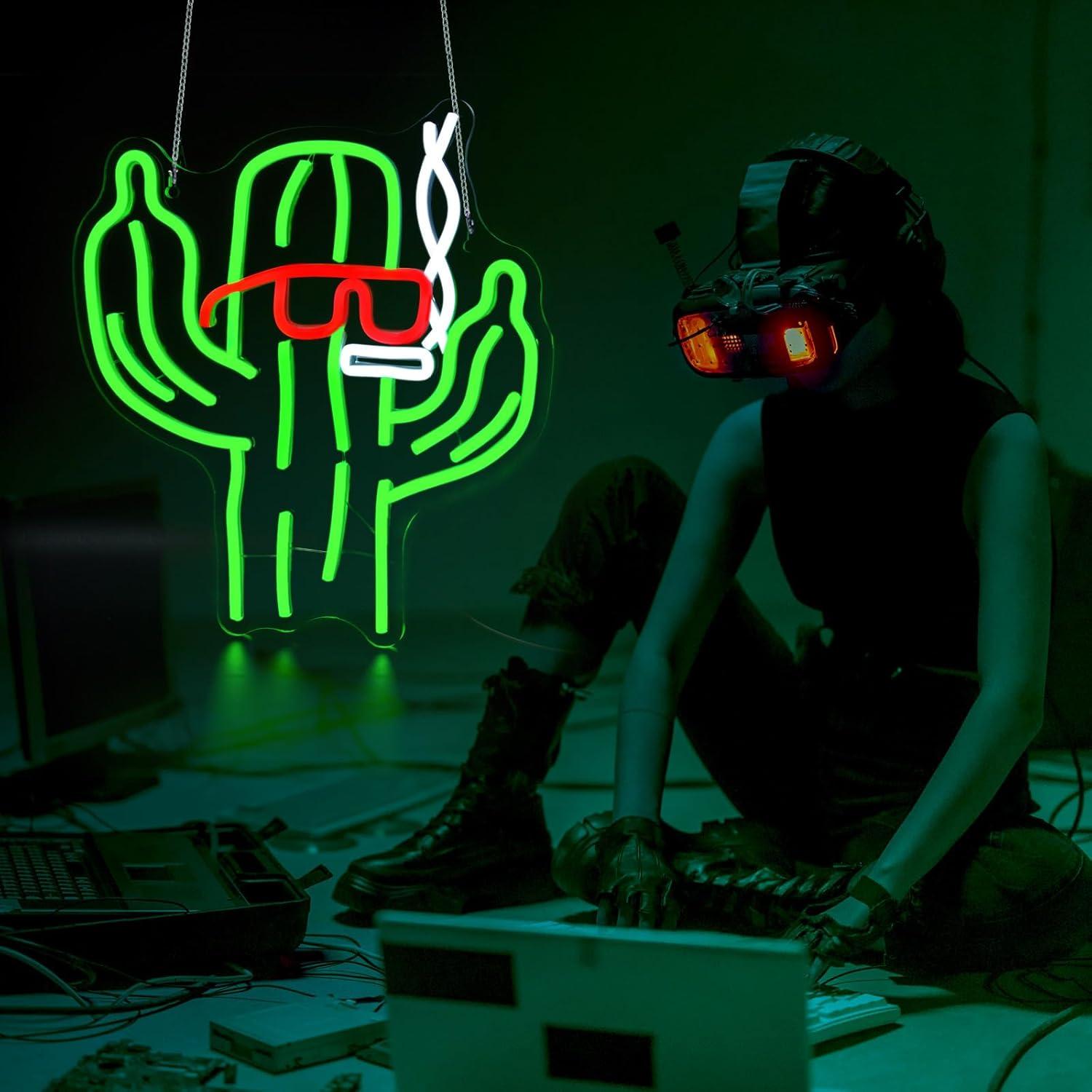 Luz de Neón Cactus Ebdobgbs para Decoración de Pared