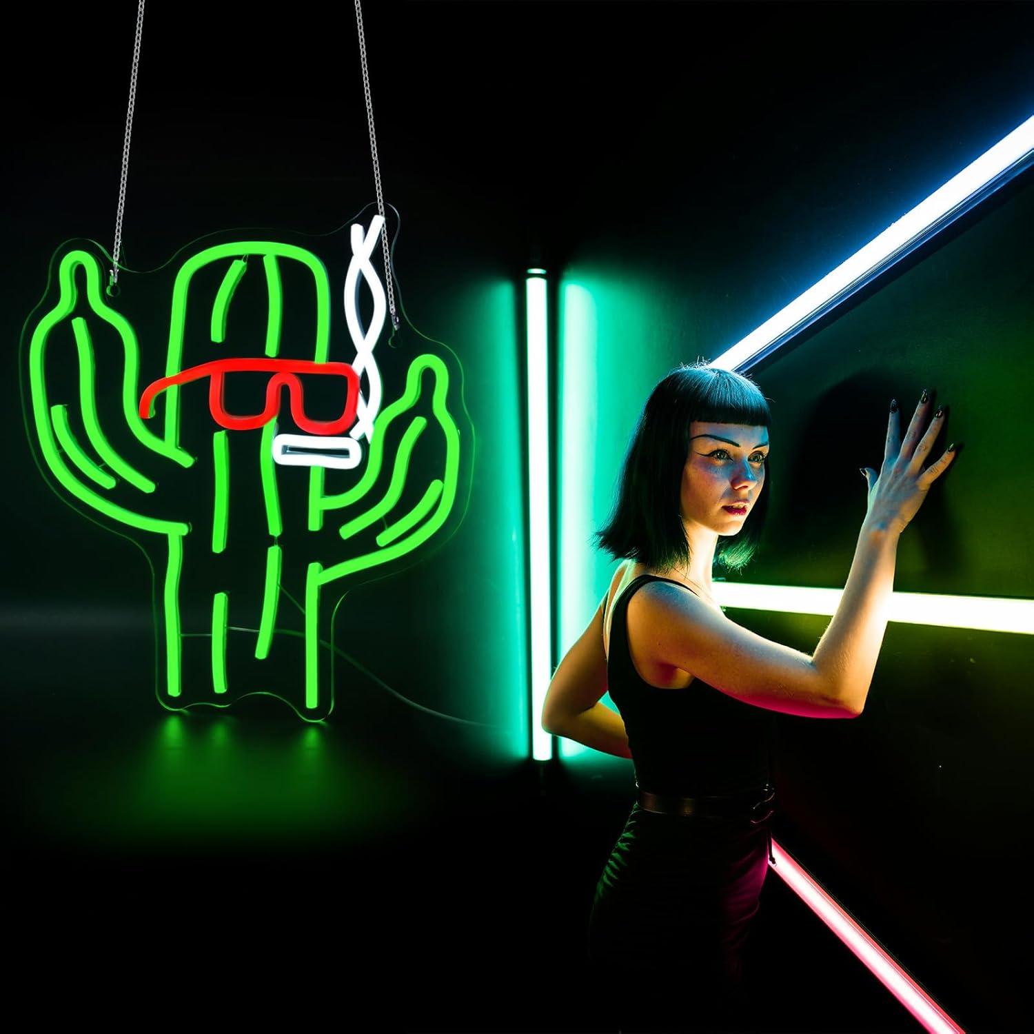 Luz de Neón Cactus Ebdobgbs para Decoración de Pared