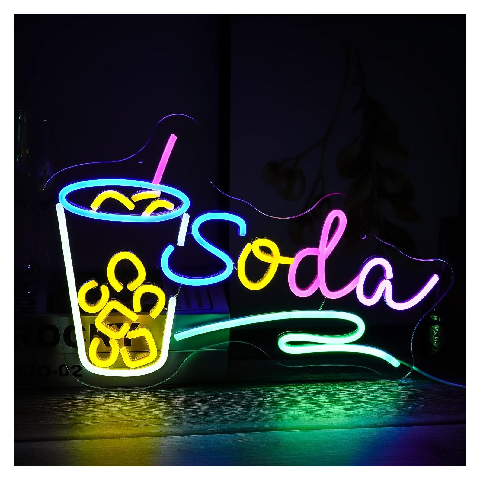 Letrero de Neón de Soda LED Multicolor LISIGNVE 42.4x30cm