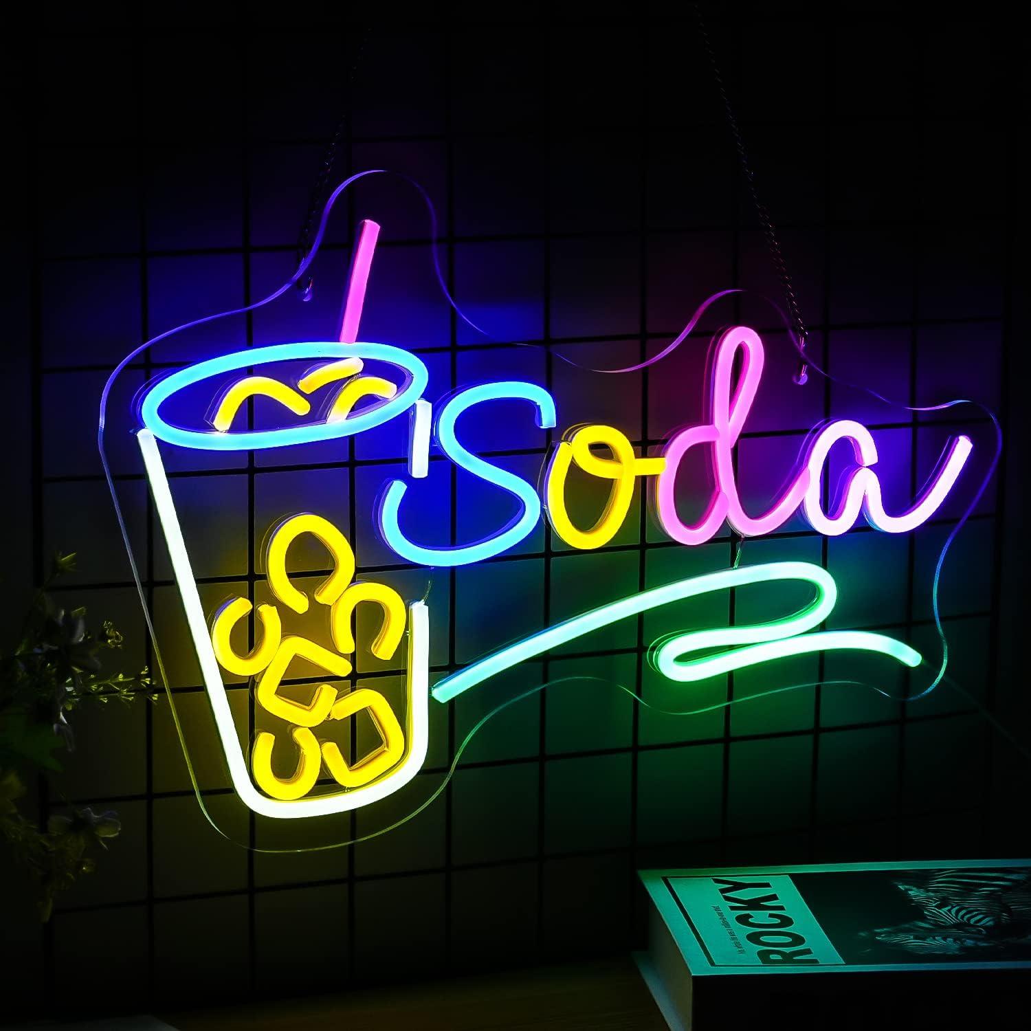 Letrero de Neón de Soda LED Multicolor LISIGNVE 42.4x30cm