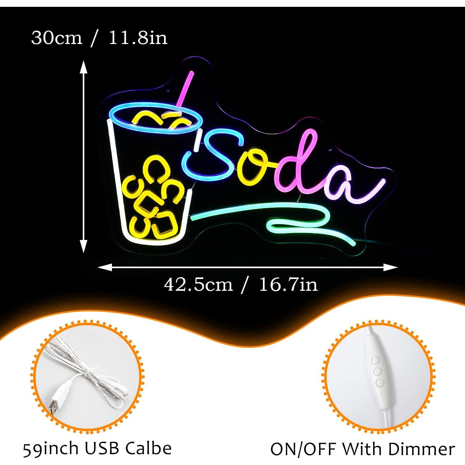 Letrero de Neón de Soda LED Multicolor LISIGNVE 42.4x30cm