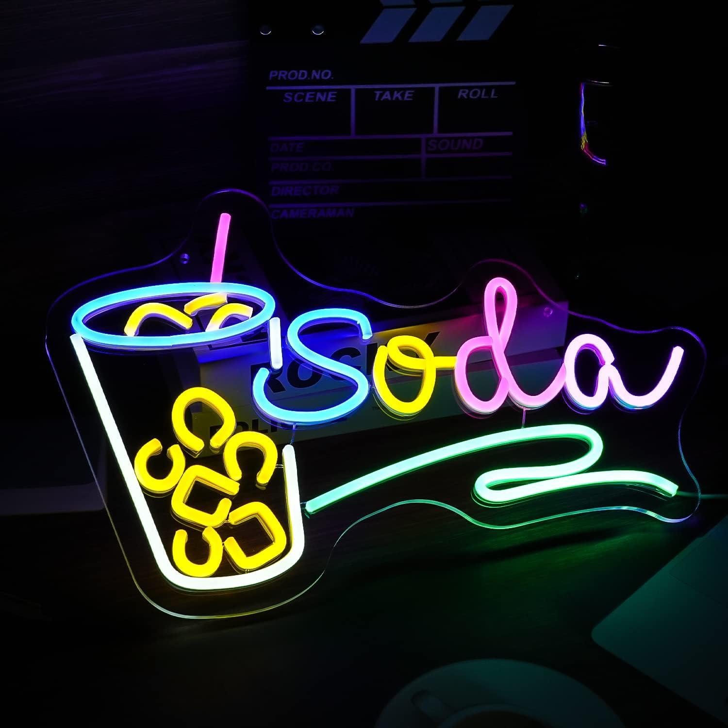 Letrero de Neón de Soda LED Multicolor LISIGNVE 42.4x30cm