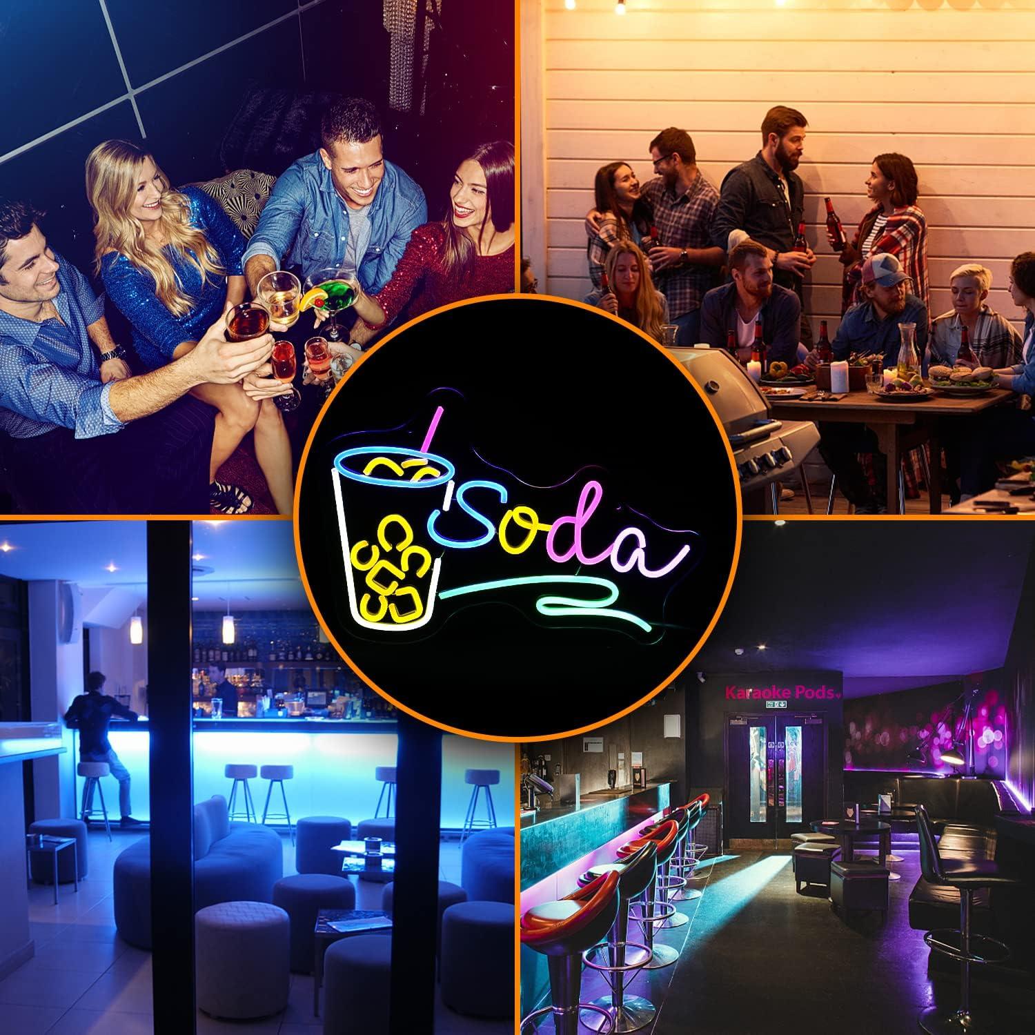 Letrero de Neón de Soda LED Multicolor LISIGNVE 42.4x30cm