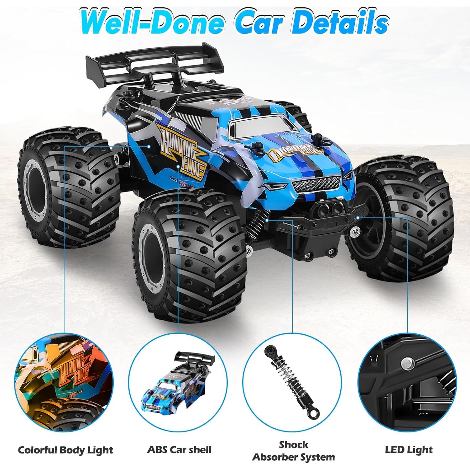 Coche RC HENEROAR Camión Monstruo 1:18 20KM/h LED Azul