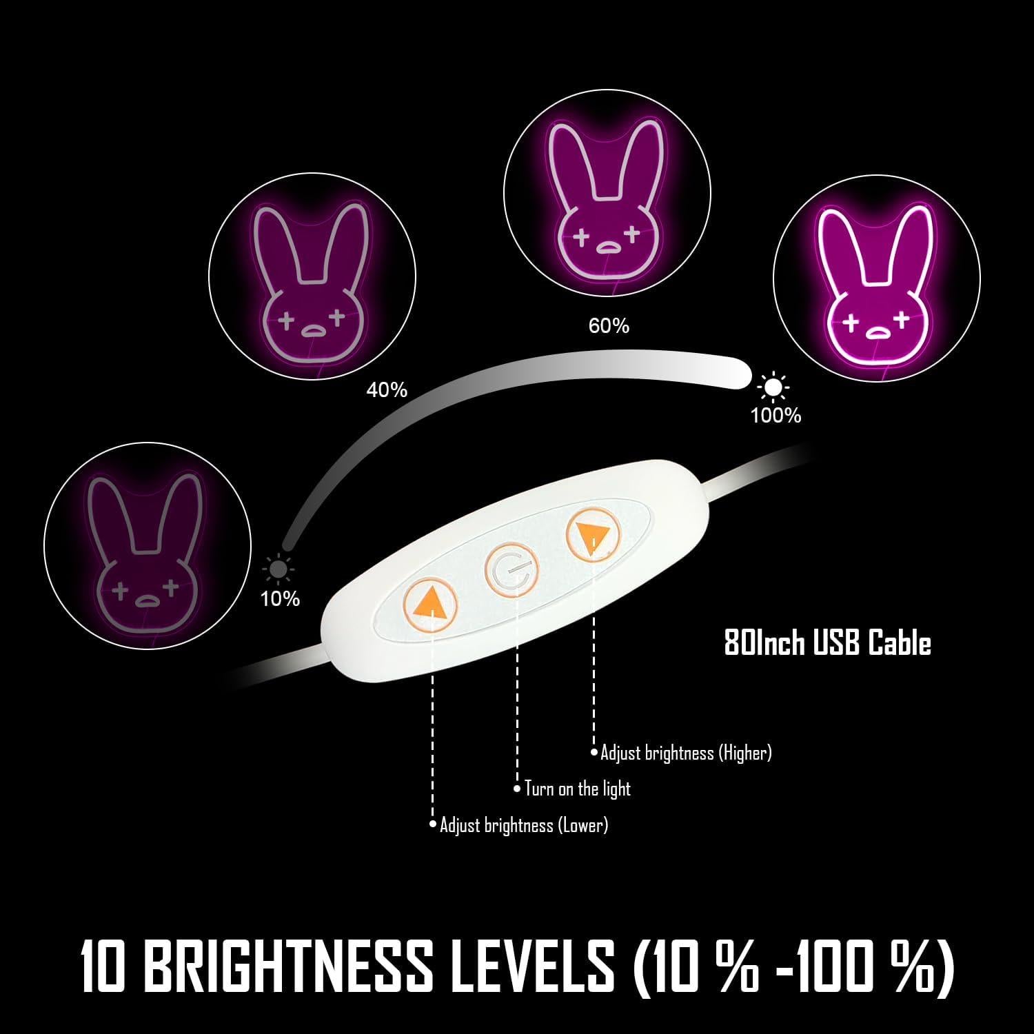 Letrero Neón Malito Conejo CinsYarn 30x10 cm Dimmable