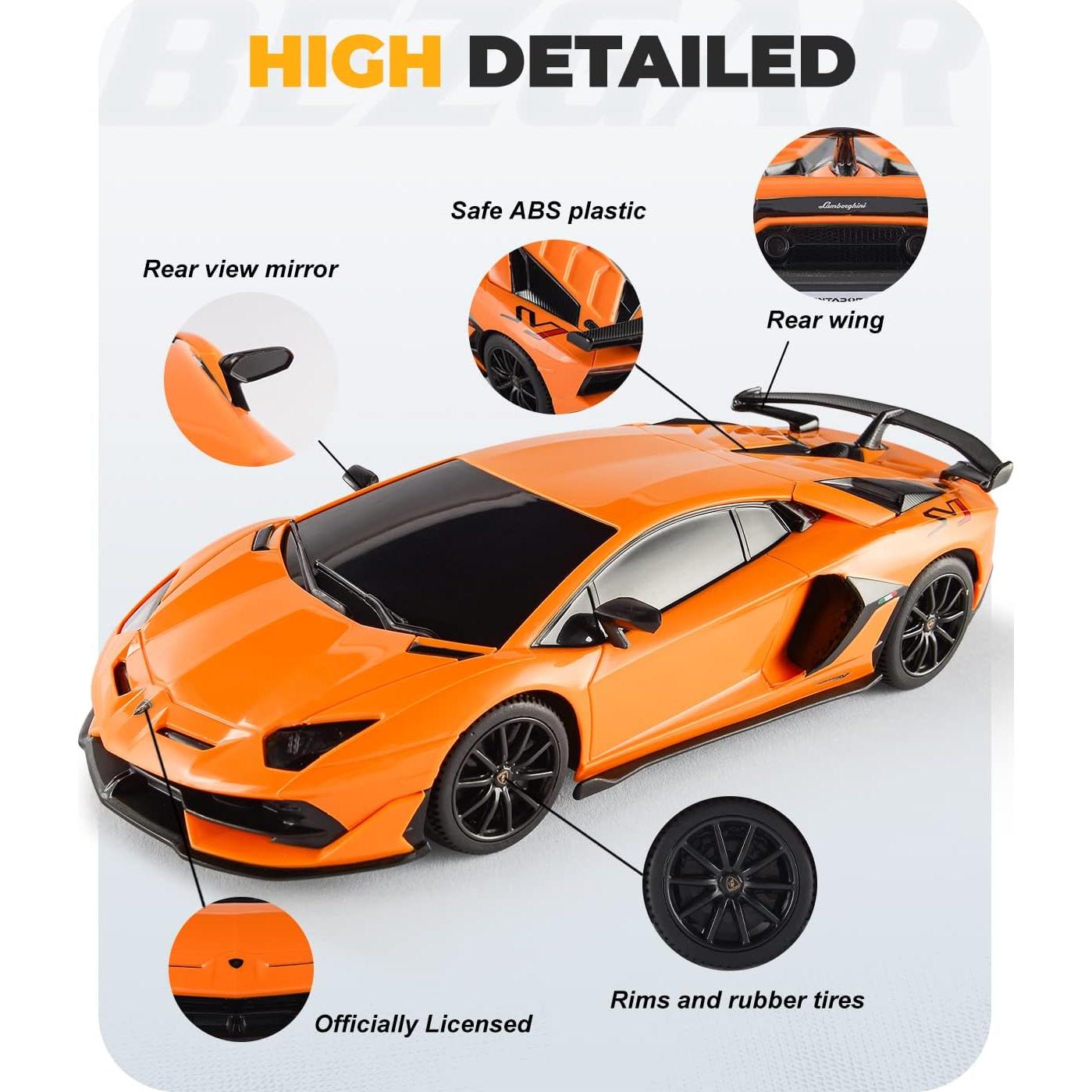 Coche de Control Remoto BEZGAR Lambo Aventador SVJ 1:24 Naranja