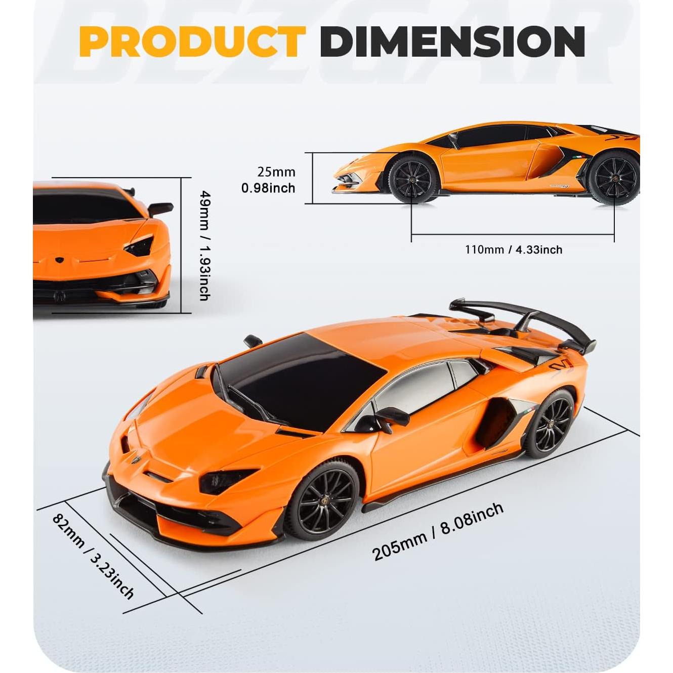 Coche de Control Remoto BEZGAR Lambo Aventador SVJ 1:24 Naranja