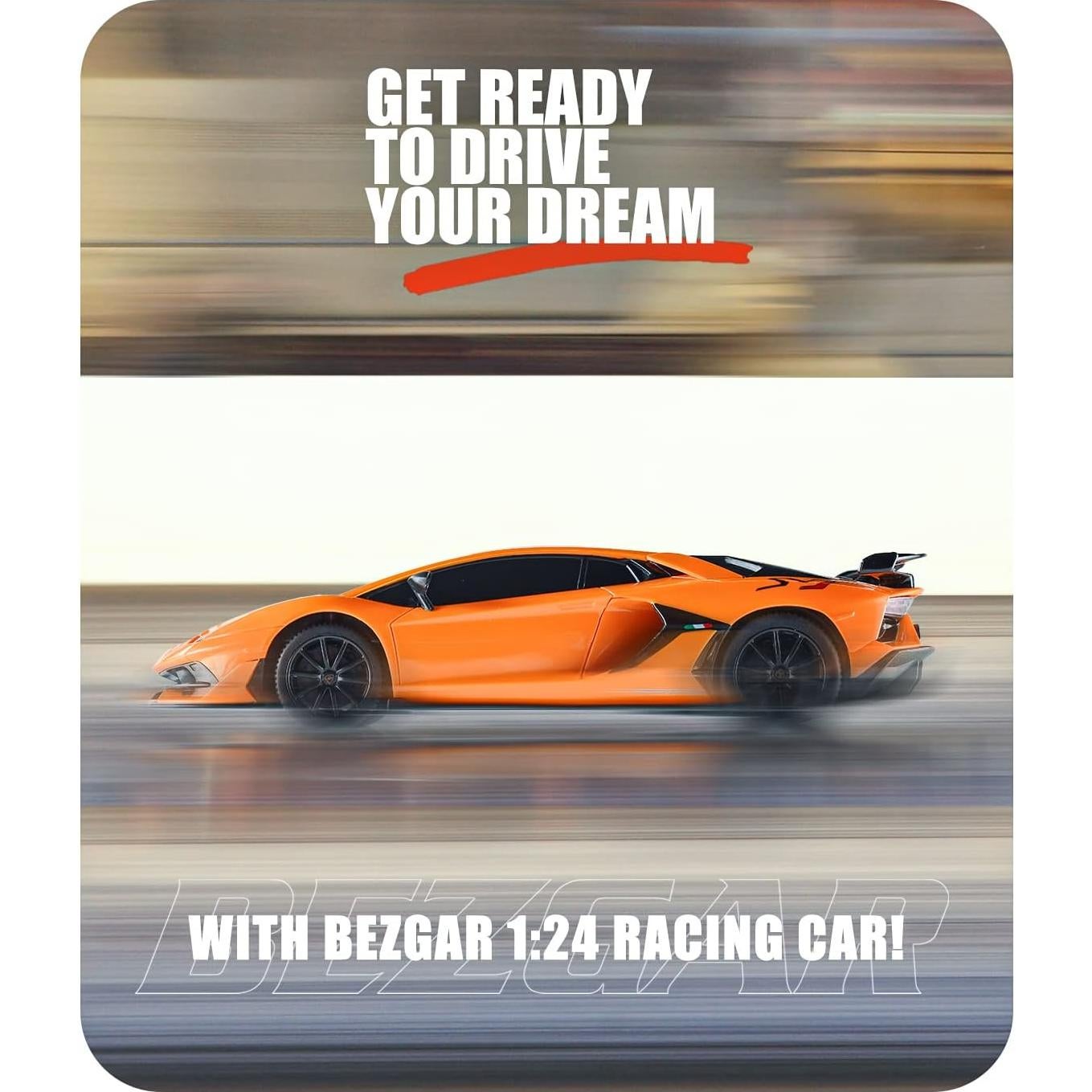 Coche de Control Remoto BEZGAR Lambo Aventador SVJ 1:24 Naranja