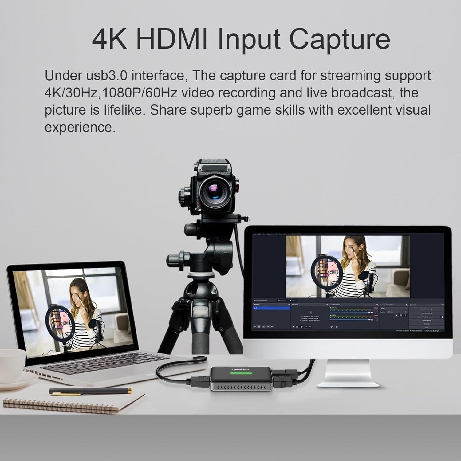 Tarjeta de Captura de Video 4K Qonakism HDMI USB 3.0
