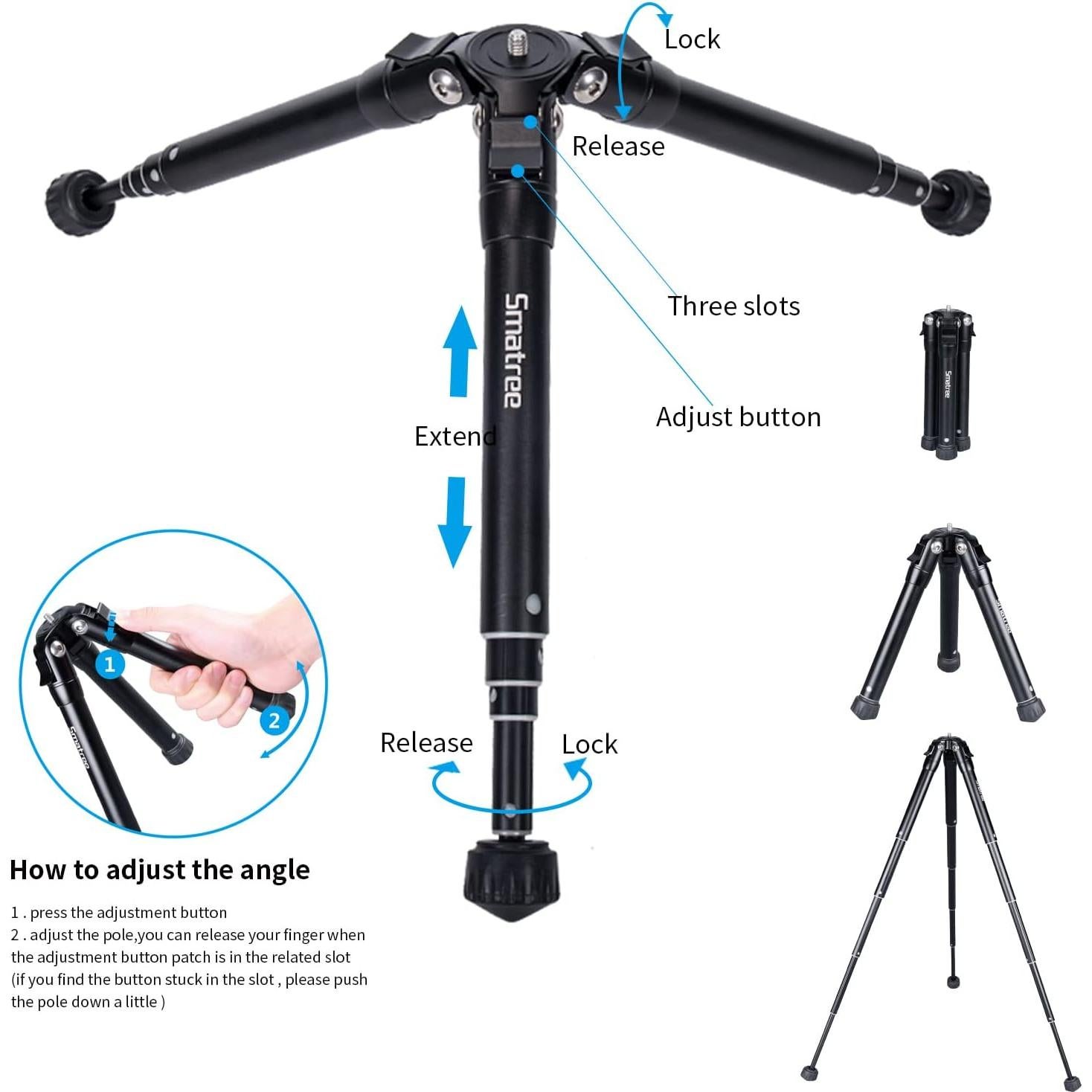 Trípode Extensible Smatree para Gopro y Estabilizadores 19.81-55.88 cm